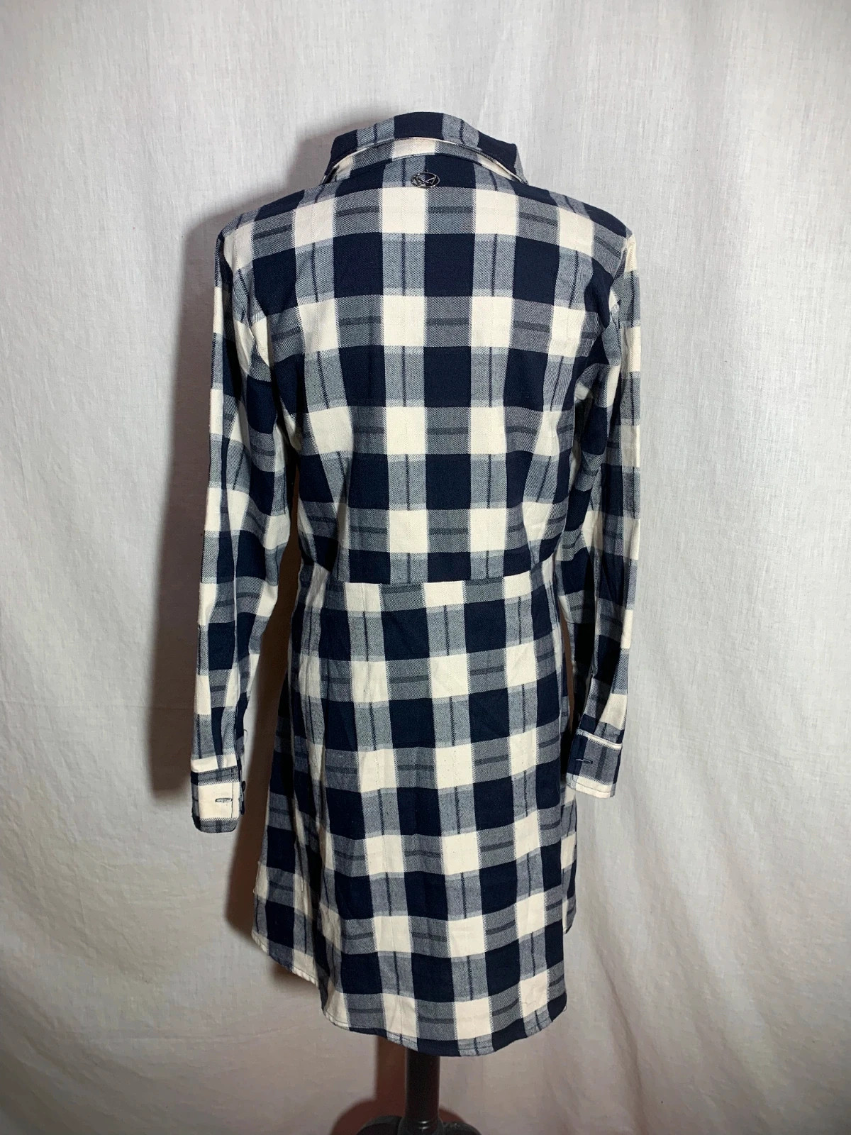 Vestido Camisero de Cuadros Azul y Blanco Manga Larga | Blue Check Shirt Dress – AKINO LAUDE – taille M / 38 / 10 2