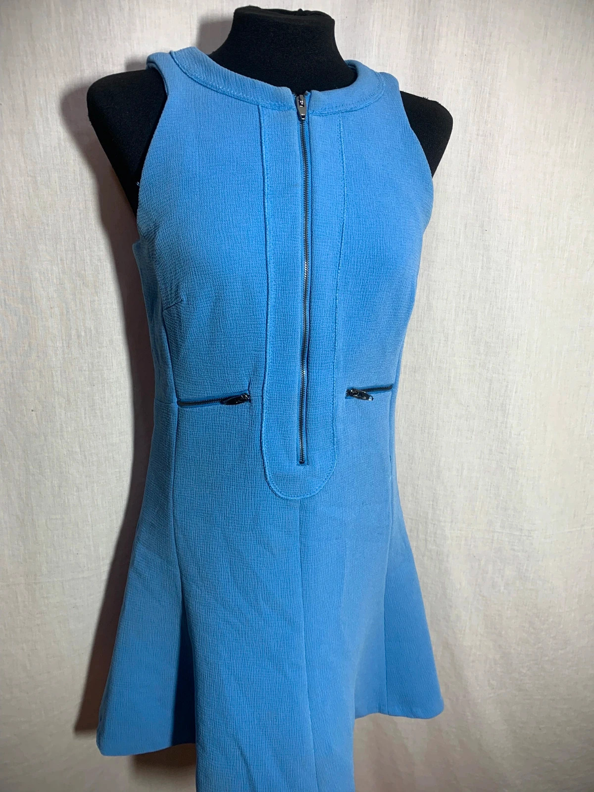 Vestido Azul Sin Mangas con Cremallera Frontal | Blue Sleeveless Zip Dress | Sfera – Sfera – taille M / 38 / 10 3