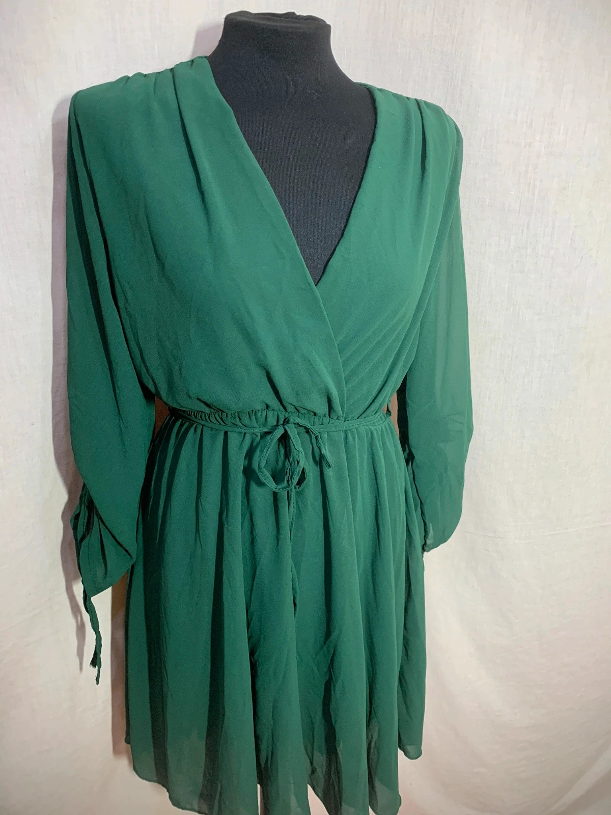Vestido Cruzado Verde con Manga Larga y Cintura Ajustable | Green Short Dress | Italian Fashion – Italian Fashion – taille L / 40 / 12 4