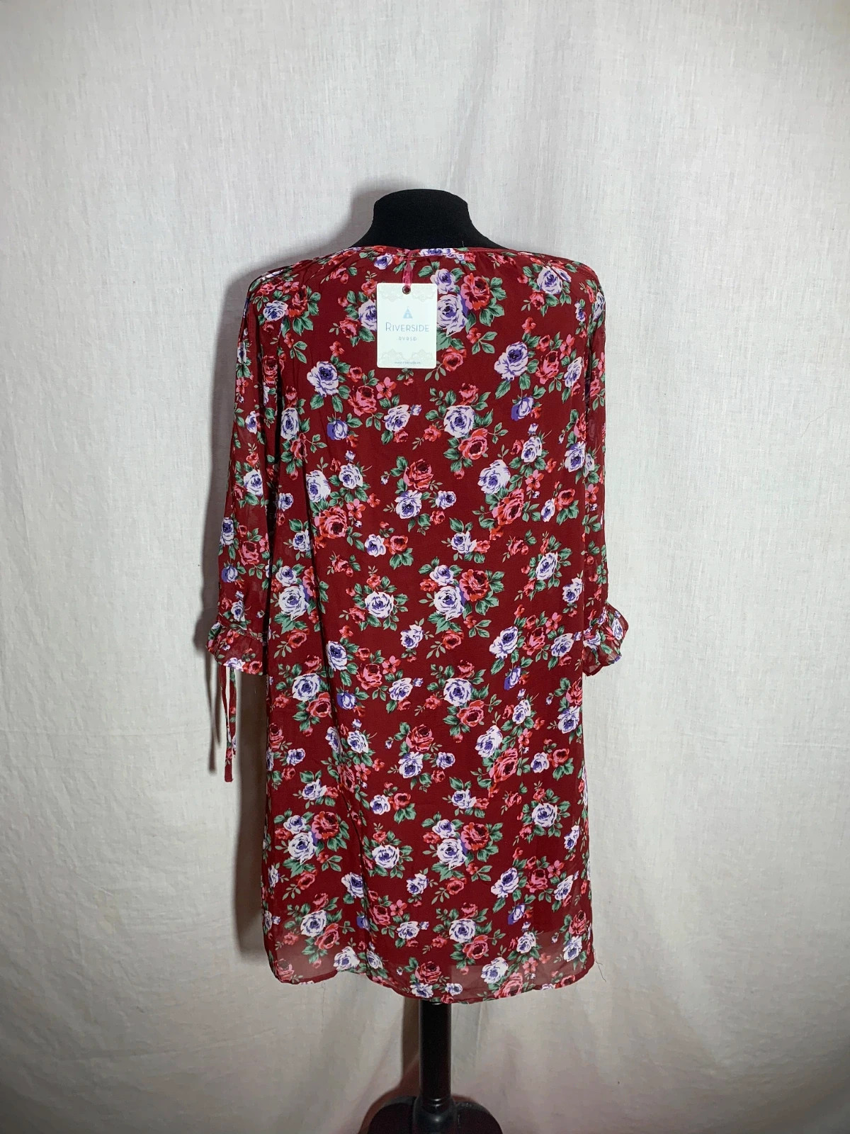 Vestido Floral Burdeos de Manga Larga | Burgundy Floral Long Sleeve Dress | Riverside – Riverside – taille M / 38 / 10 2