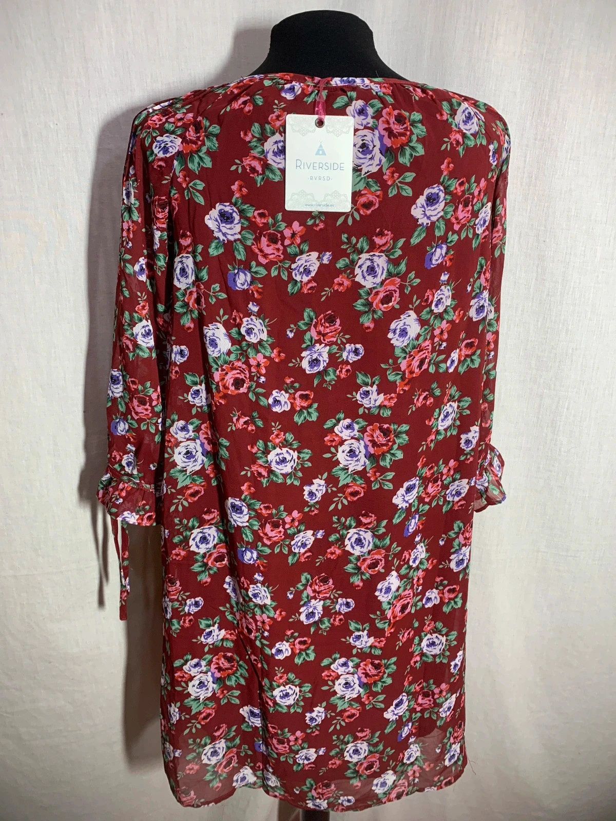 Vestido Floral Burdeos de Manga Larga | Burgundy Floral Long Sleeve Dress | Riverside – Riverside – taille M / 38 / 10 5