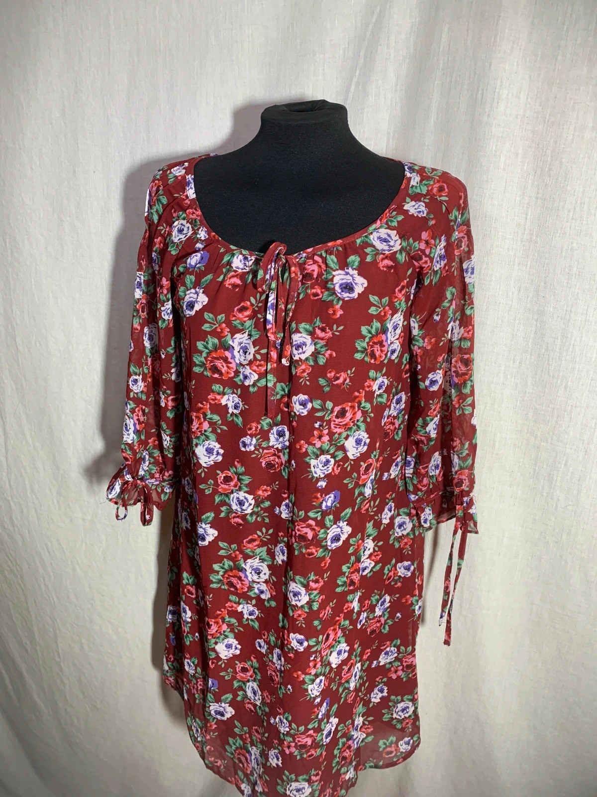 Vestido Floral Burdeos de Manga Larga | Burgundy Floral Long Sleeve Dress | Riverside – Riverside – taille M / 38 / 10 4