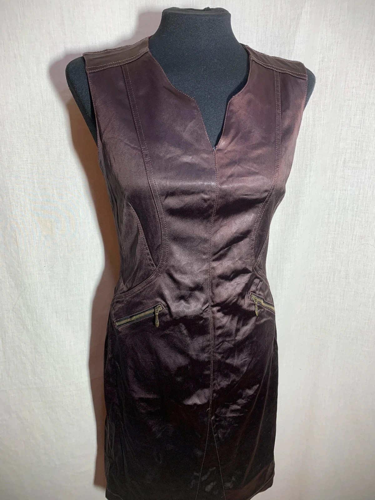 Vestido Marrón Sin Mangas con Cremalleras | Brown Sleeveless Dress | Paul Brial – Paul Brial – taille M / 38 / 10 5