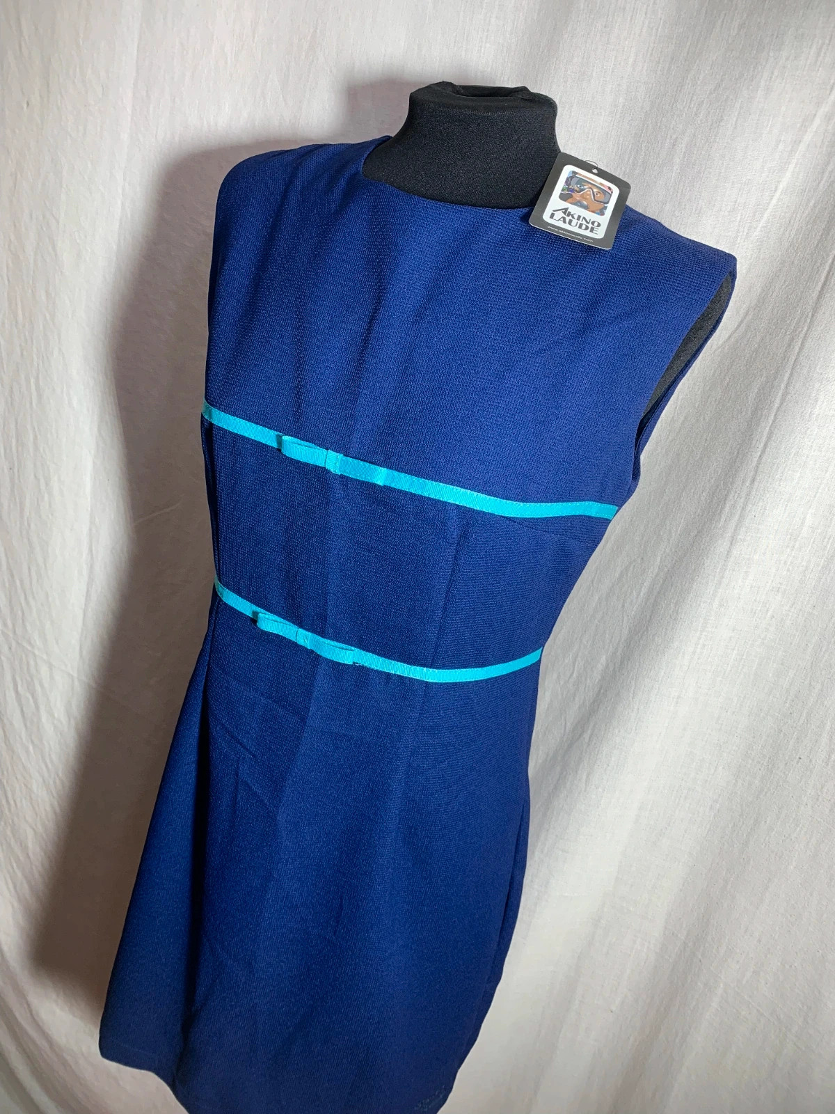 Vestido Azul Sin Mangas con Detalles Turquesa | Blue Sleeveless Dress | Akino Laude – AKINO LAUDE – taille M / 38 / 10 5