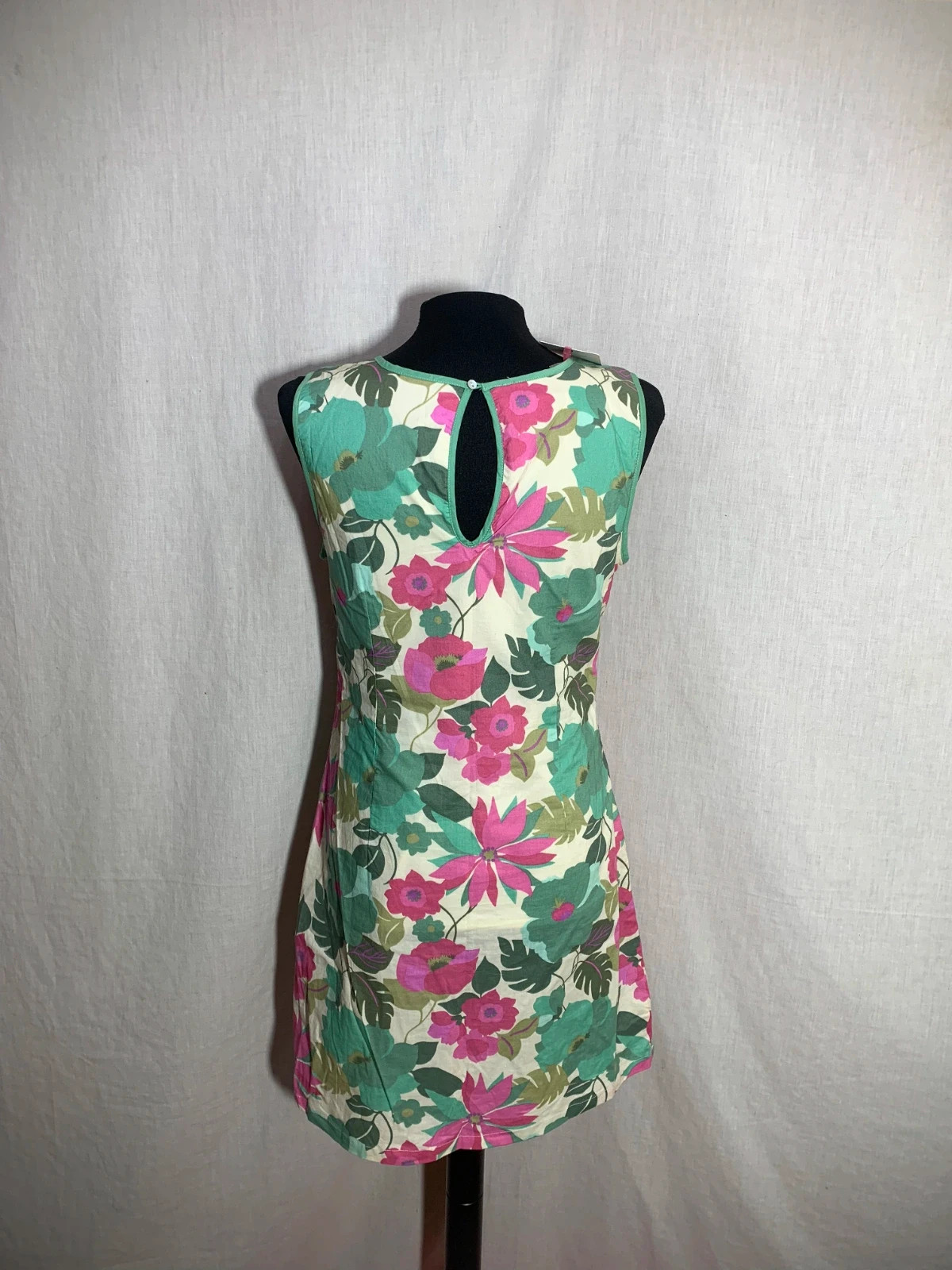 Vestido Corto Floral Verde y Rosa sin Mangas | Short Green & Pink Floral Dress – Riverside – taille M / 38 / 10 2
