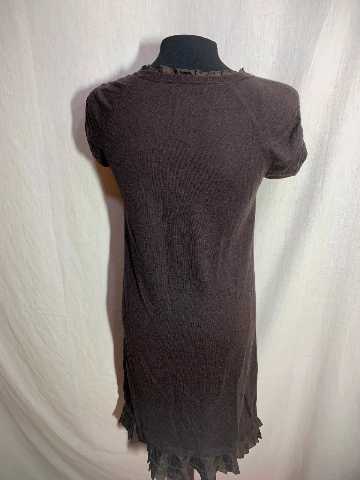 Vestido Marrón Manga Corta con Volantes | Brown Short Sleeve Dress | Tintoretto – Tintoretto – taille M / 38 / 10 5