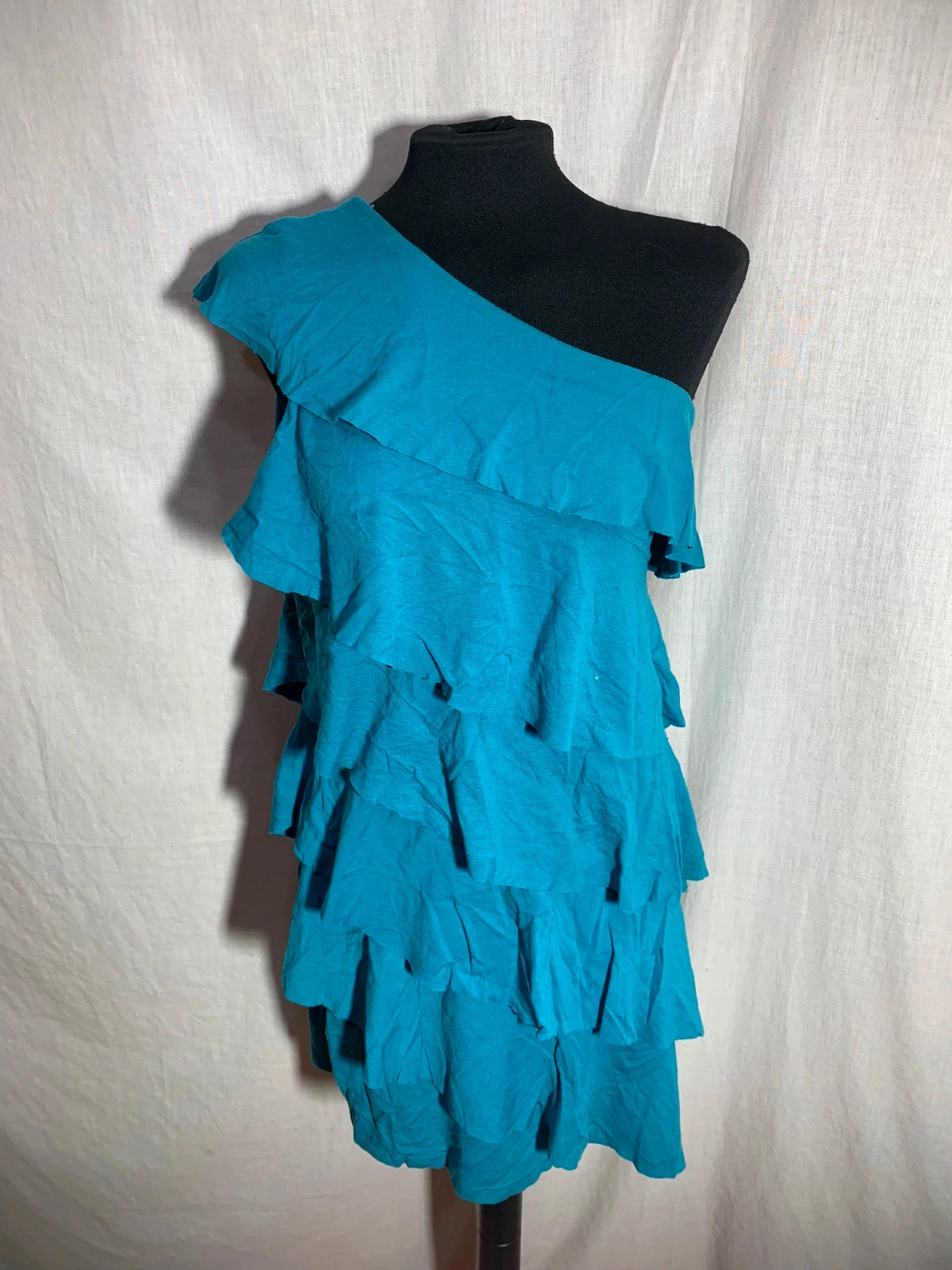 Vestido Asimétrico Turquesa con Volantes | Turquoise One-Shoulder Ruffled Dress | Tantra – Tantra – taille M / 38 / 10 4