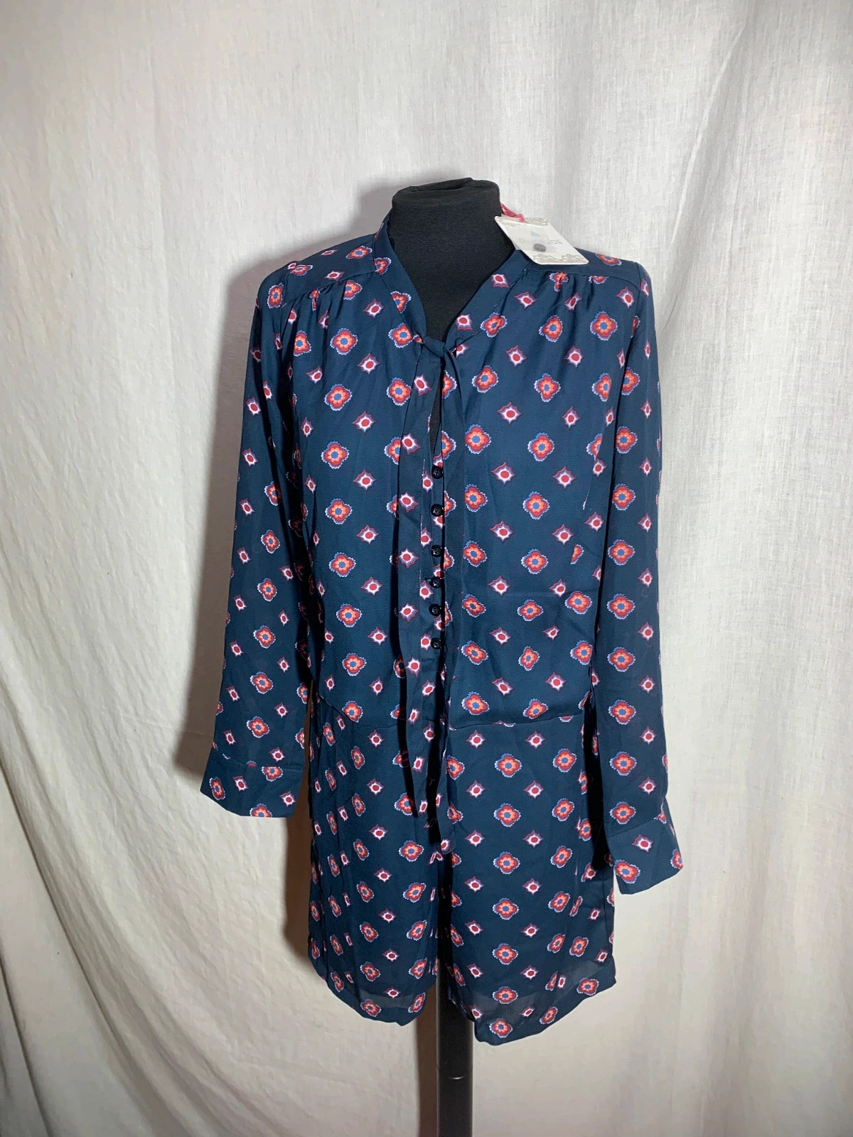 Mono Azul Estampado de Manga Larga | Blue Printed Long Sleeve Playsuit | Riverside – Riverside – taille M / 38 / 10 3