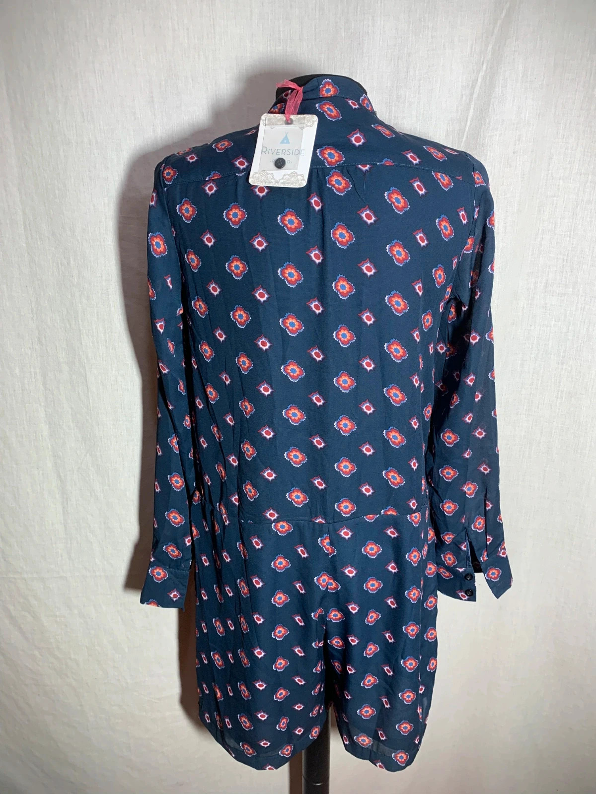 Mono Azul Estampado de Manga Larga | Blue Printed Long Sleeve Playsuit | Riverside – Riverside – taille M / 38 / 10 5