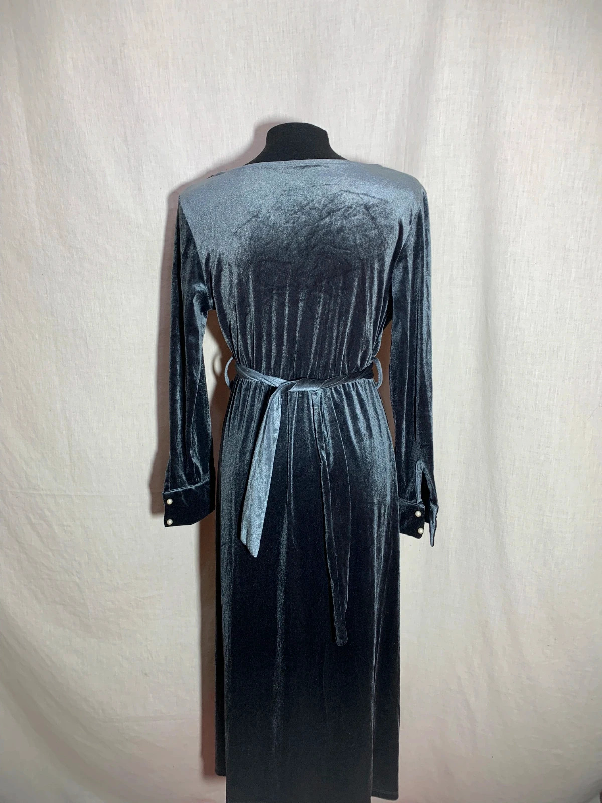 Vestido Largo de Terciopelo Gris Oscuro | Dark Grey Velvet Long Dress | T.U – taille M / 38 / 10 2