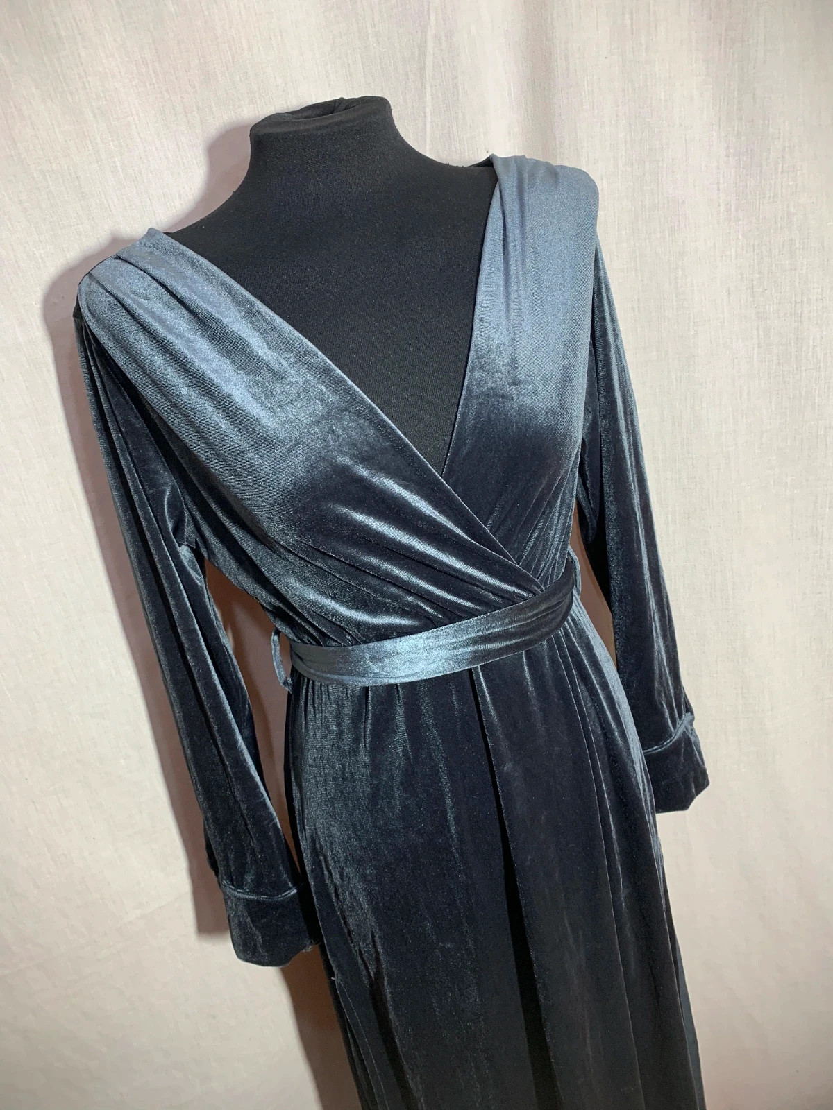 Vestido Largo de Terciopelo Gris Oscuro | Dark Grey Velvet Long Dress | T.U – taille M / 38 / 10 4