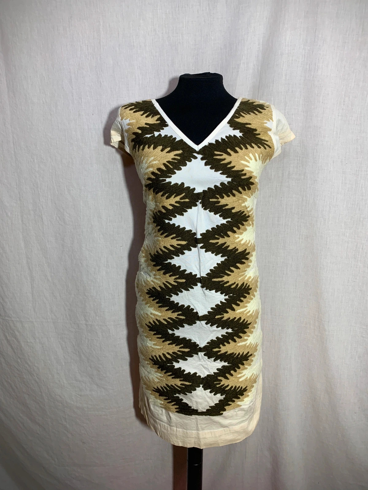 Vestido Estampado Geométrico Beige y Verde | Beige & Green Geometric Dress | Almatrichi – Almatrichi – taille S / 36 / 8 2