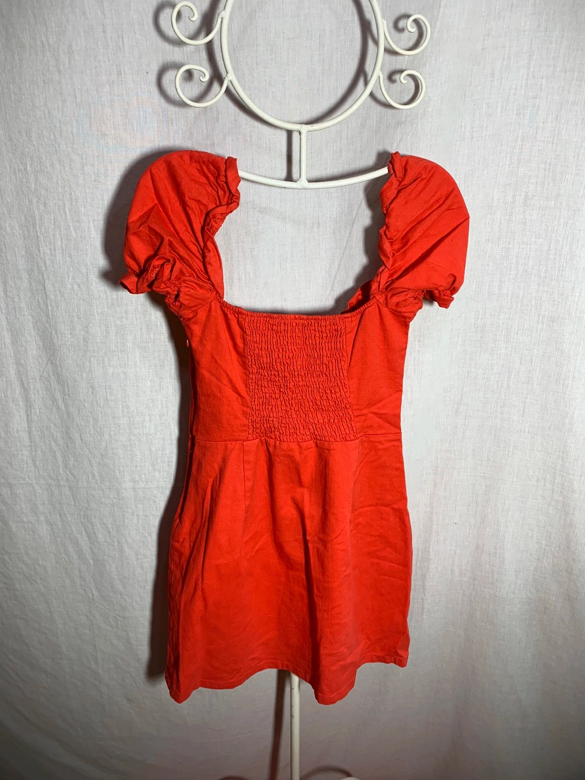 Vestido Corto Rojo Claro con Mangas Abullonadas | Light Red Puff Sleeve Dress | Bershka – Bershka – taille S / 36 / 8 2