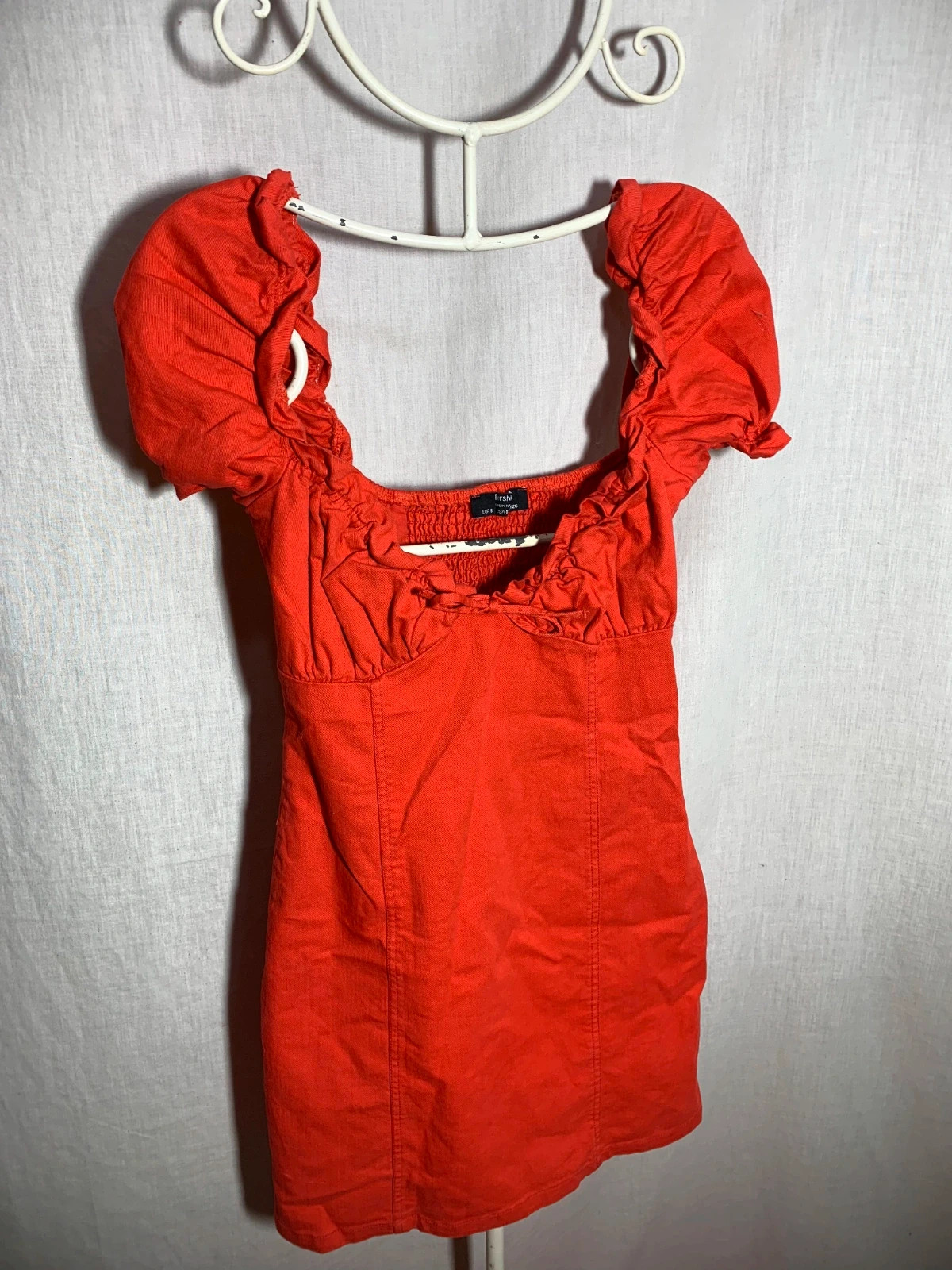 Vestido Corto Rojo Claro con Mangas Abullonadas | Light Red Puff Sleeve Dress | Bershka – Bershka – taille S / 36 / 8 3
