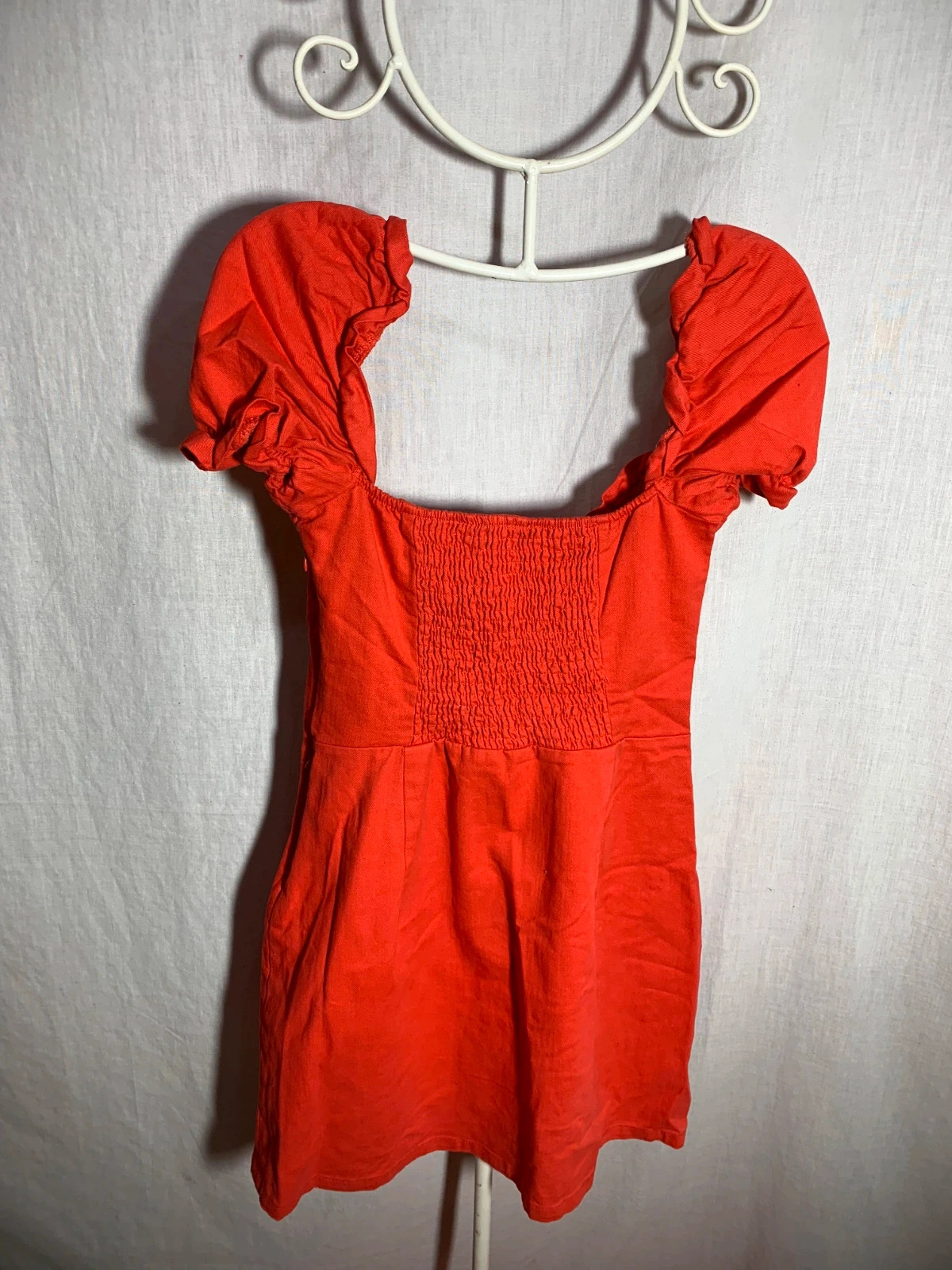 Vestido Corto Rojo Claro con Mangas Abullonadas | Light Red Puff Sleeve Dress | Bershka – Bershka – taille S / 36 / 8 4