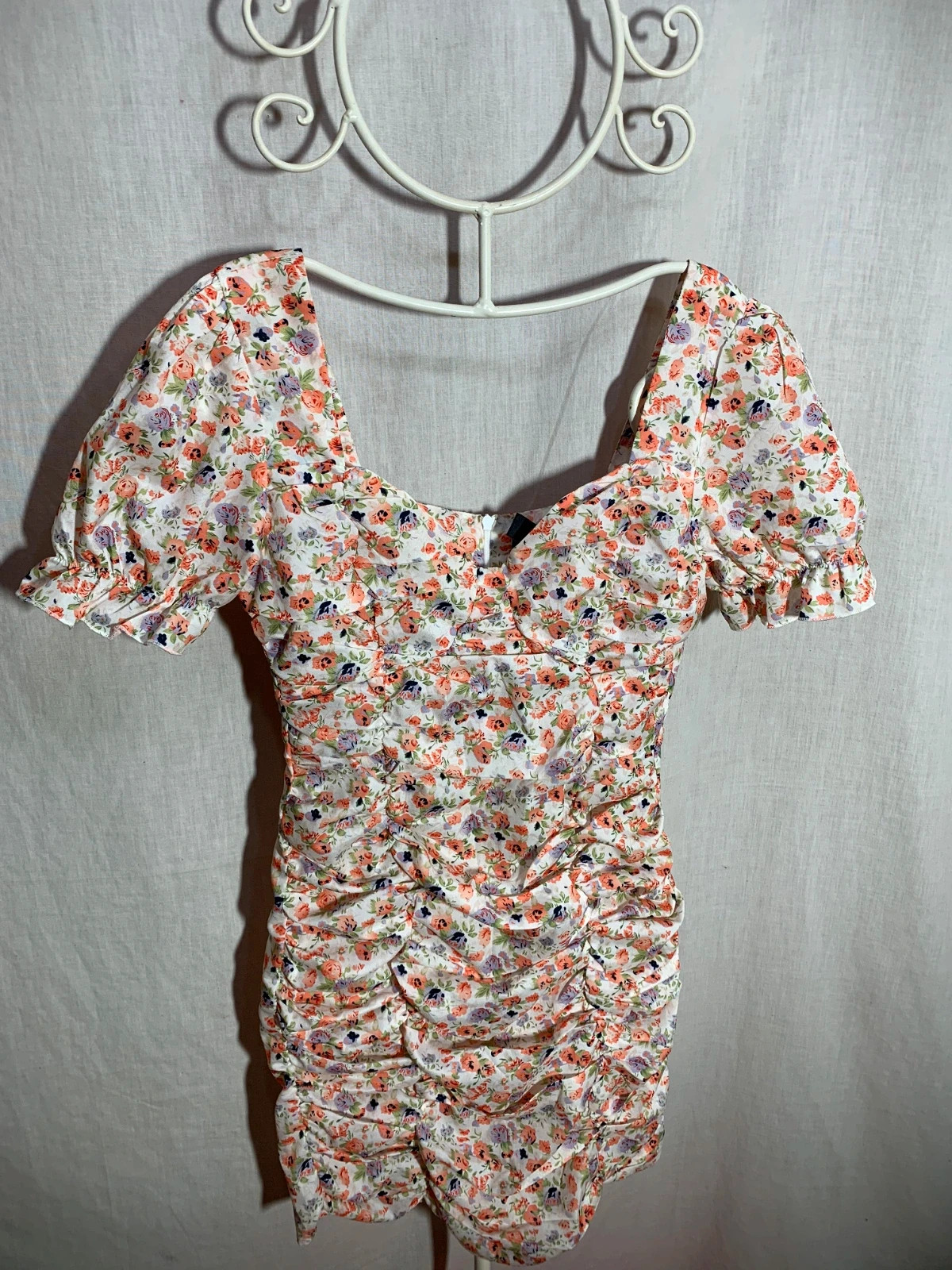 Vestido Floral Fruncido con Mangas Abullonadas | Floral Ruched Puff Sleeve Dress | SBetro – SBetro – taille S / 36 / 8 3