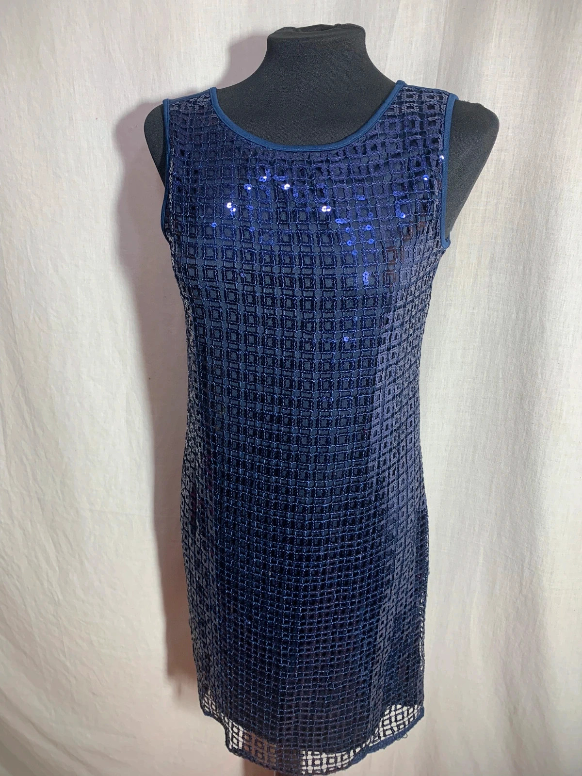 Vestido Vintage Azul con Cuentas | Blue Vintage Beaded Dress | E Colecction – ES Collection – taille S / 36 / 8 2
