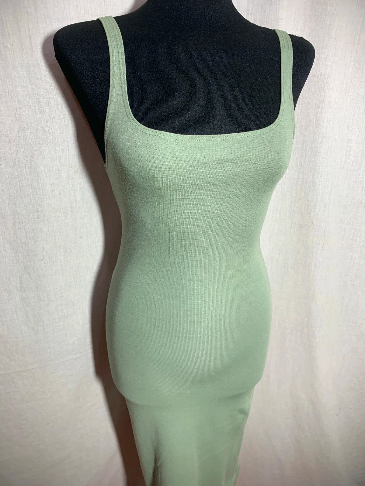 Vestido Ajustado Largo Verde Claro | Light Green Fitted Long Dress | Zara – Zara – taille S / 36 / 8 4