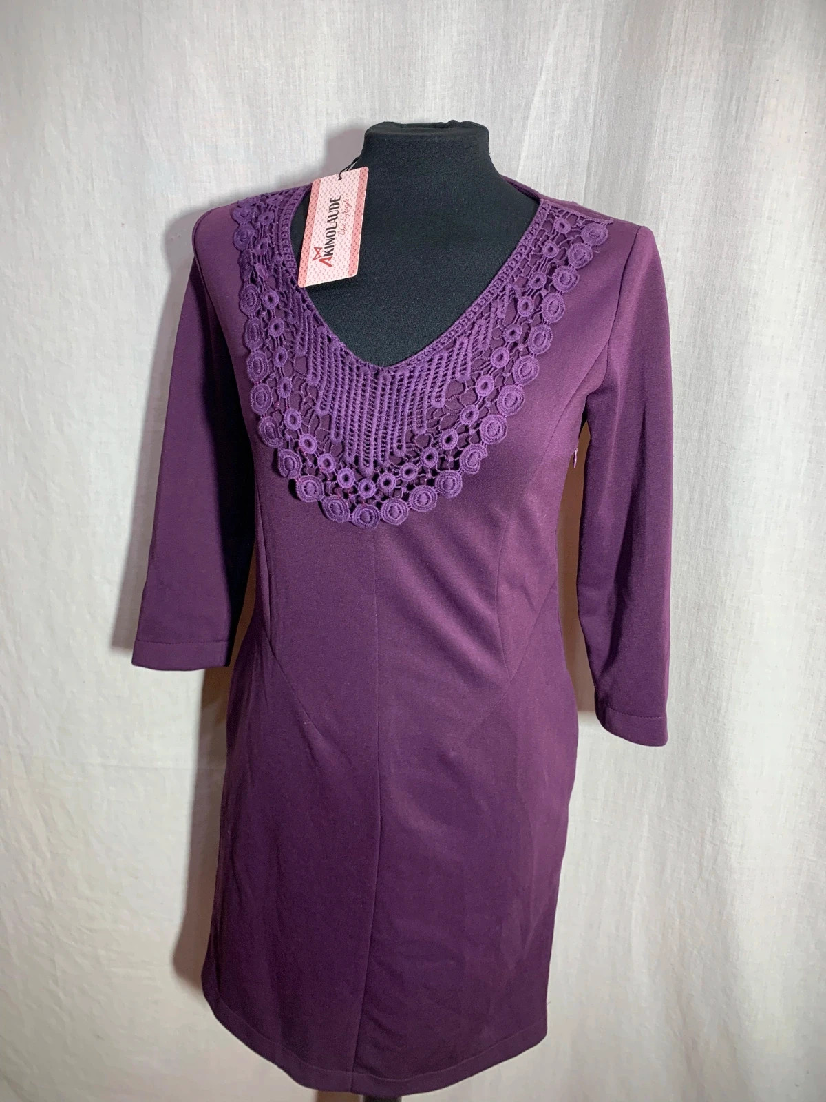 Vestido Morado Manga 3/4 con Detalle Bordado | Purple Embroidered Dress | Akino Laude – AKINO LAUDE – taille XS / 34 / 6 3