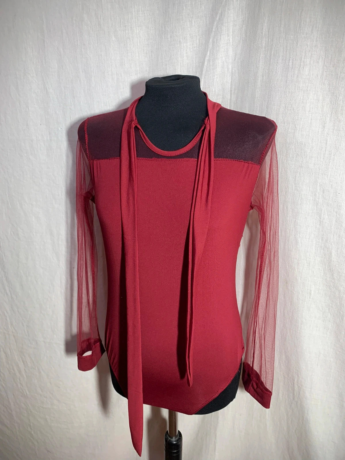Blusa Roja con Detalles de Malla | Red Mesh Detail Blouse | Local – taille L / 40 / 12 2