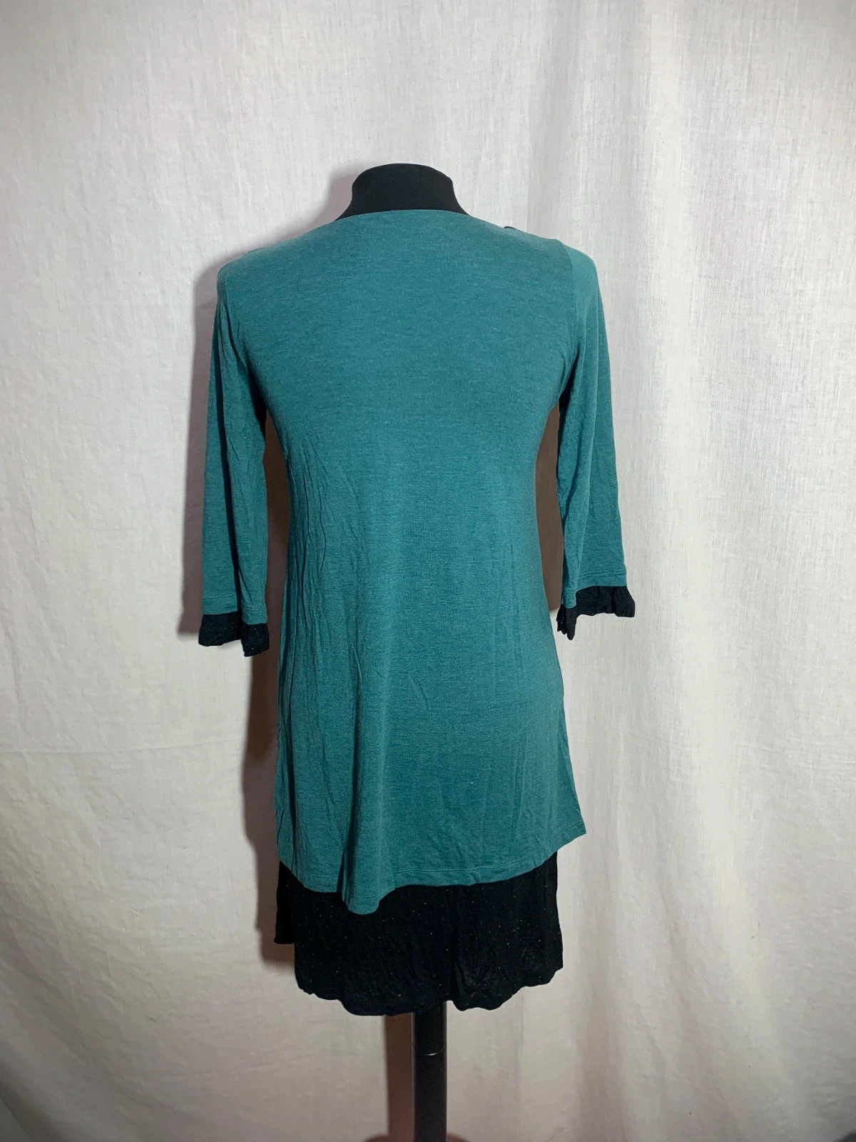 Vestido Verde Azulado con Cuello Peter Pan | Teal Dress with Black Peter Pan Collar | Mamatoyae – Mamatayoe – taille S / 36 / 8 2