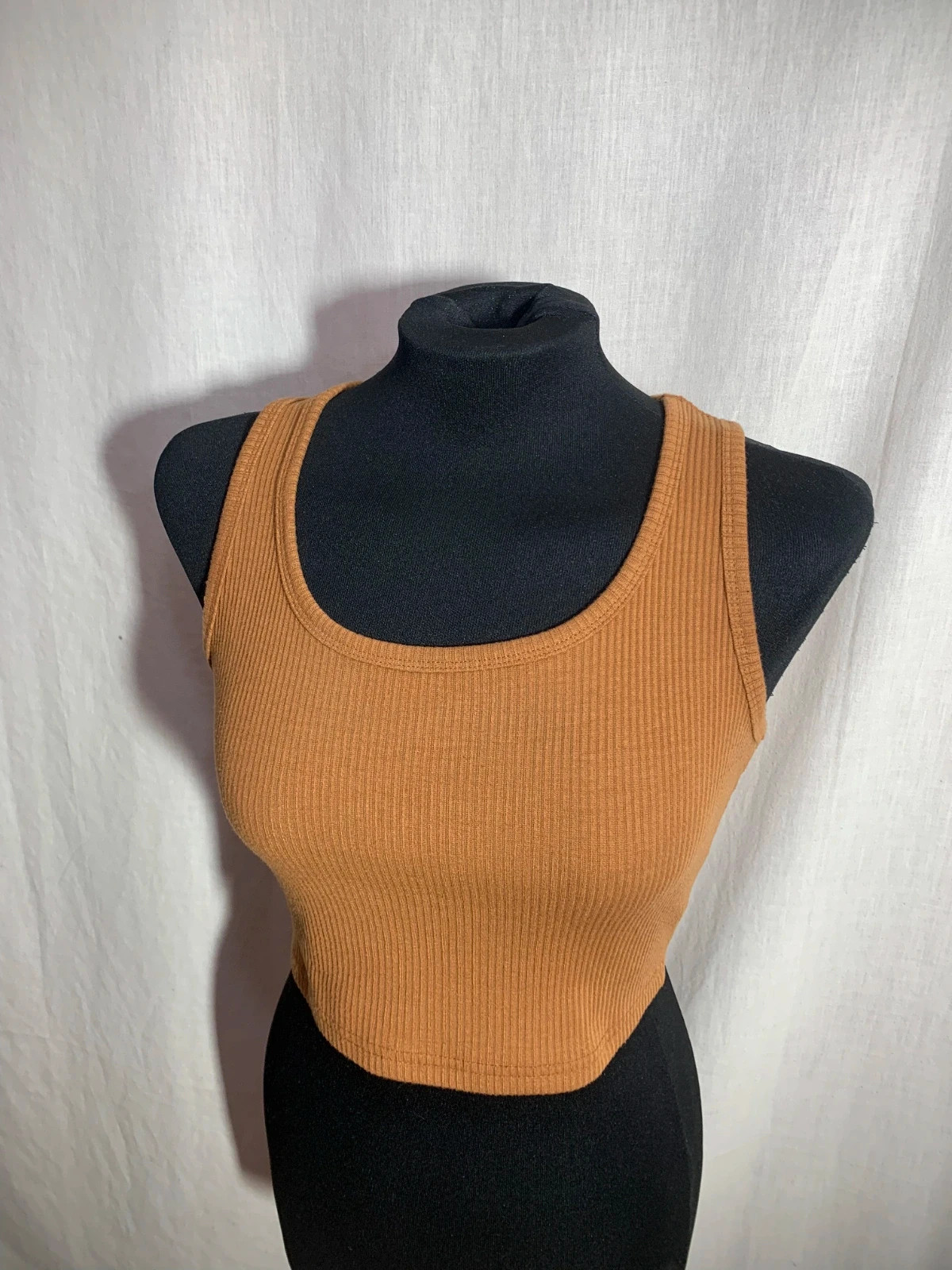 Crop Top de Punto Acanalado Marrón | Brown Ribbed Knit Crop Top | Shein – Shein – taille S / 36 / 8 4