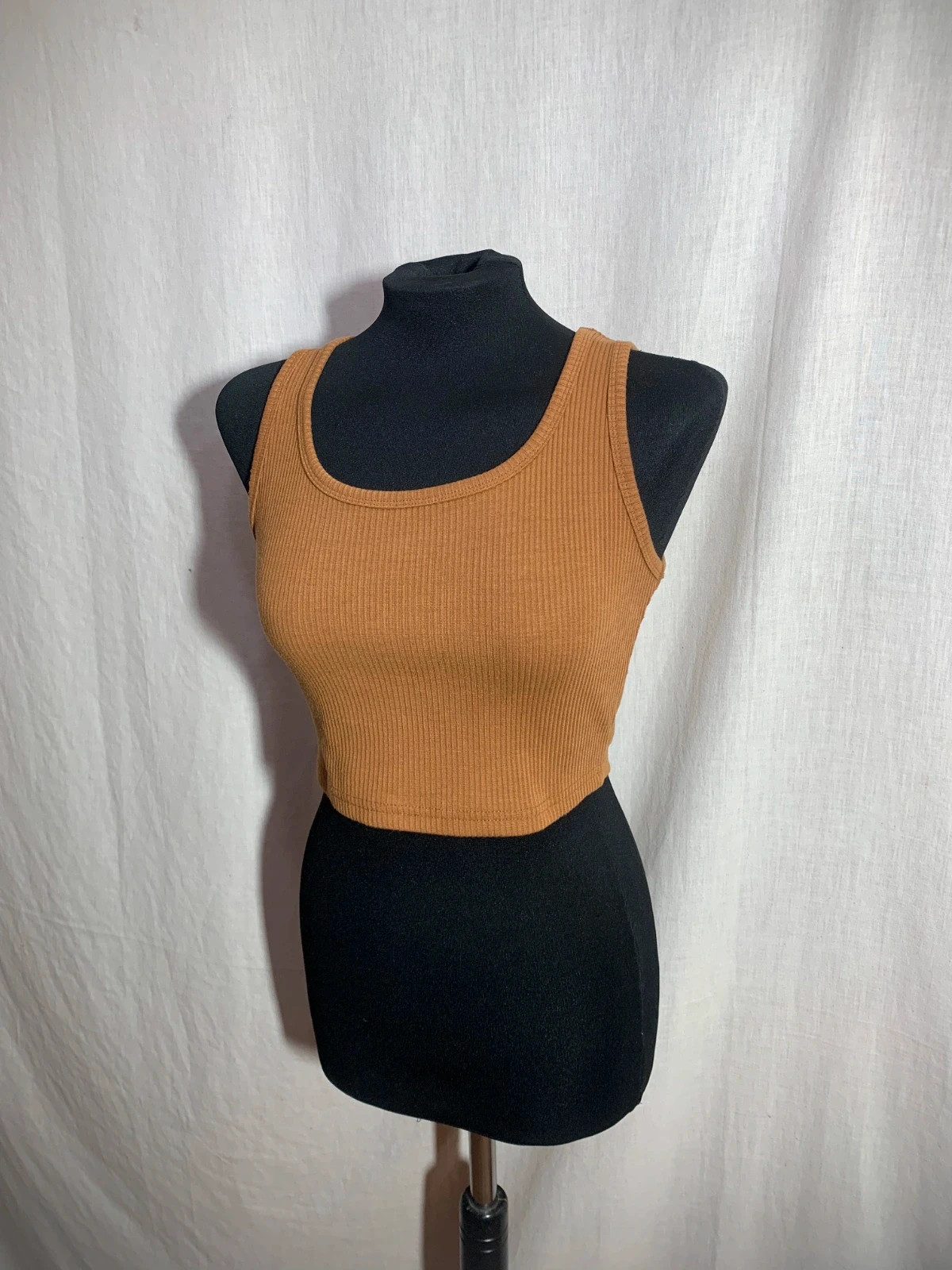Crop Top de Punto Acanalado Marrón | Brown Ribbed Knit Crop Top | Shein – Shein – taille S / 36 / 8 3