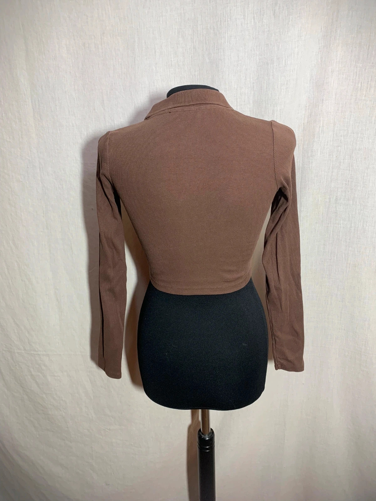Top de Manga Larga y Cuello de Polo Marrón | Brown Long-Sleeved Polo Neck Top | Zara – Zara – taille S / 36 / 8 2