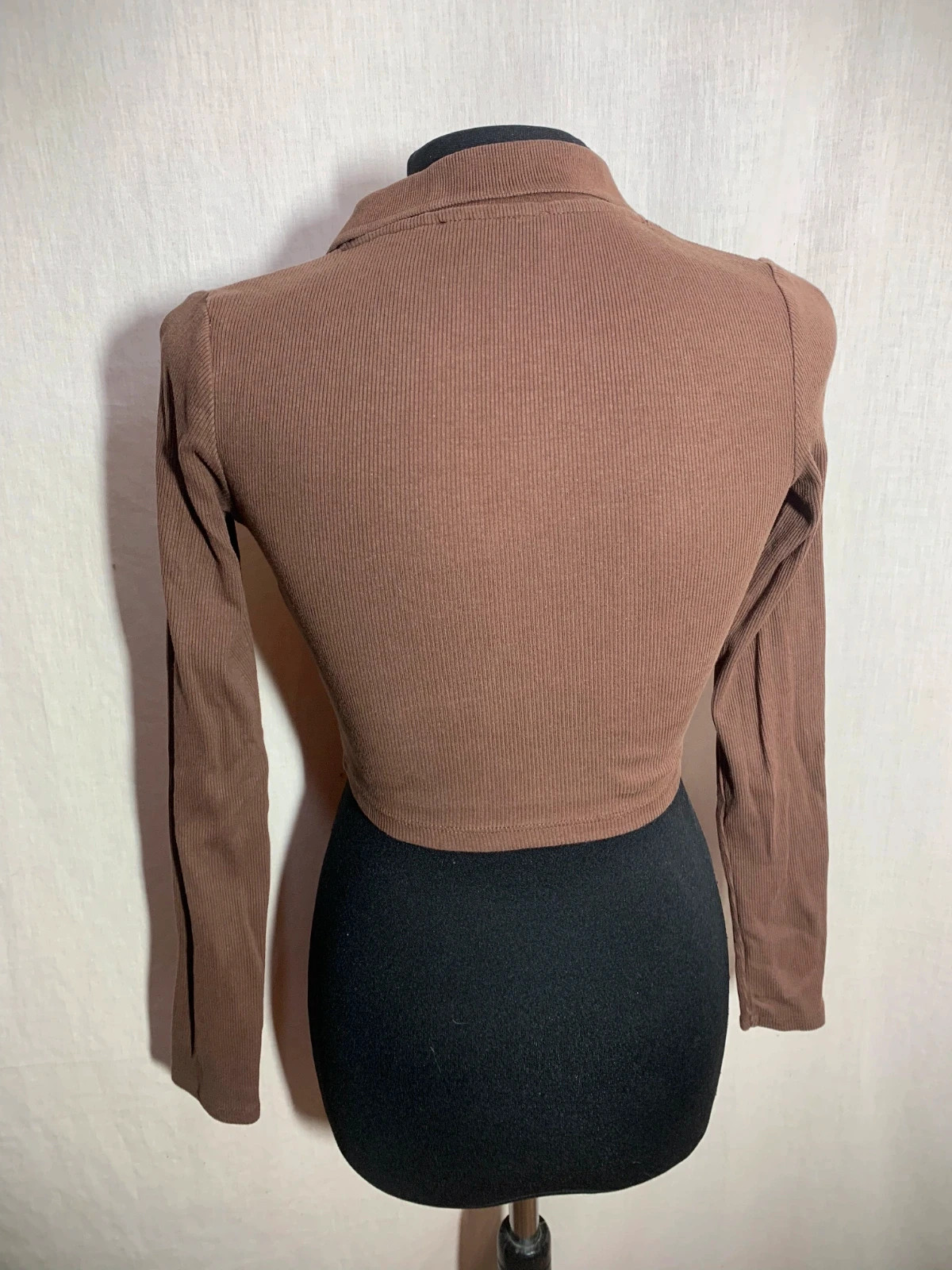 Top de Manga Larga y Cuello de Polo Marrón | Brown Long-Sleeved Polo Neck Top | Zara – Zara – taille S / 36 / 8 5