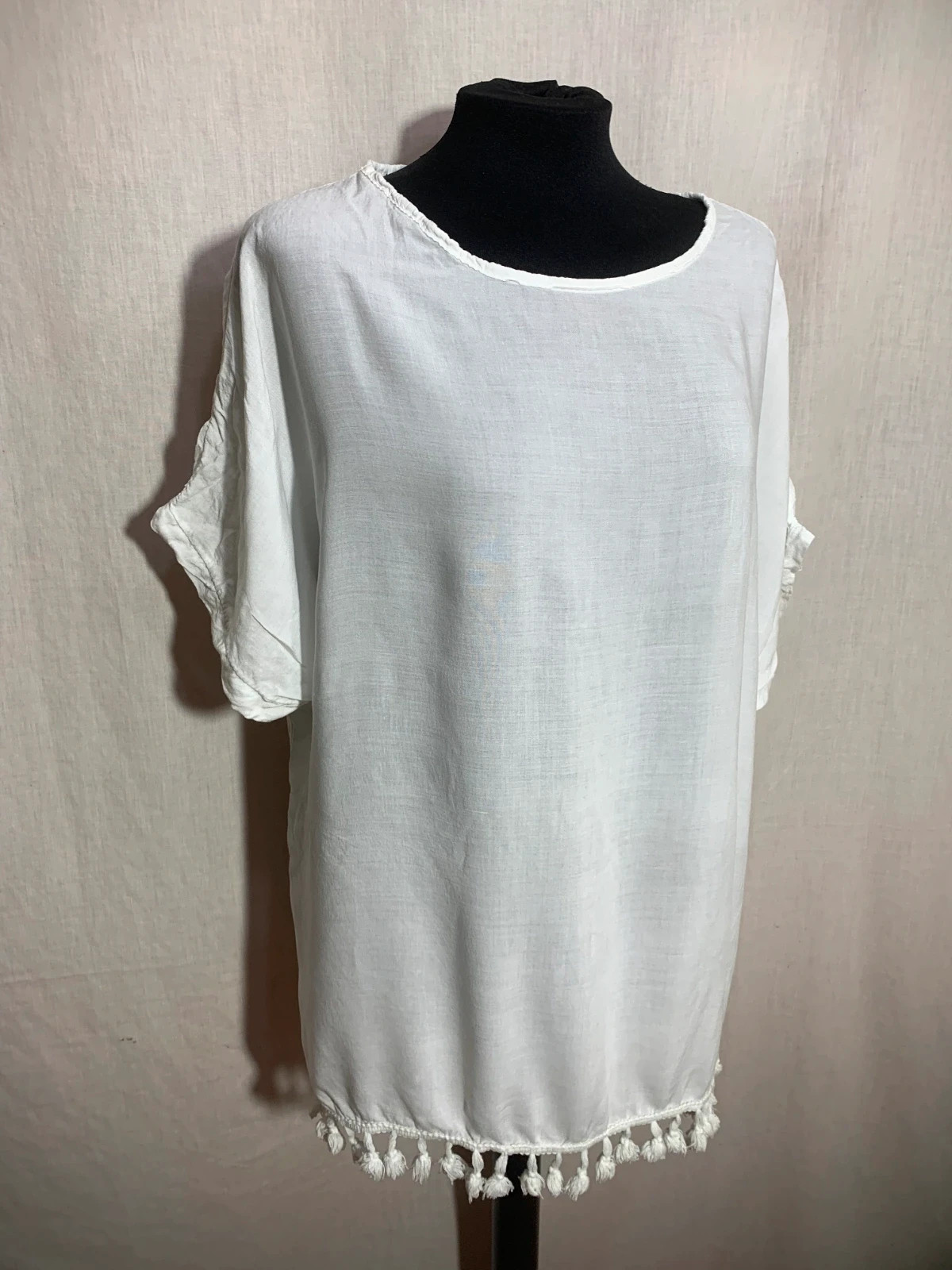 Túnica Tipo Caftán Blanca | White Kaftan-Style Tunic – taille XL / 42 / 14 5