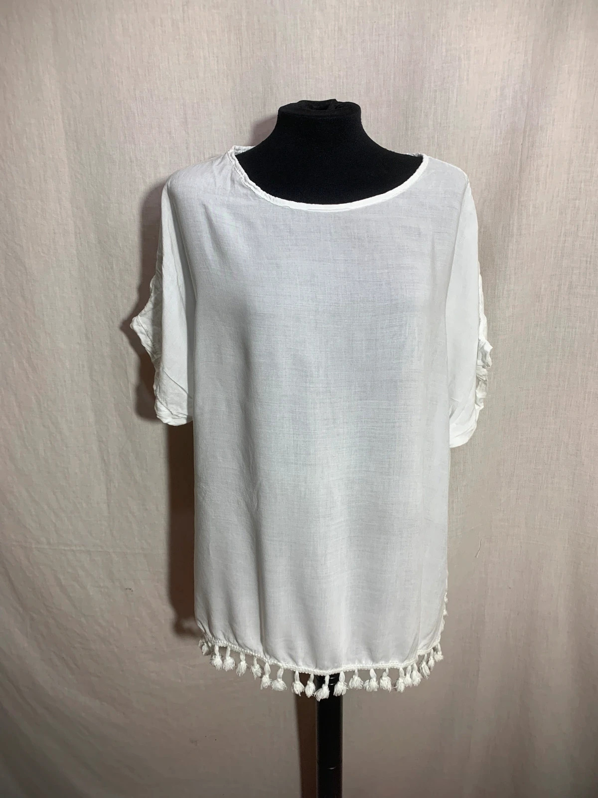 Túnica Tipo Caftán Blanca | White Kaftan-Style Tunic – taille XL / 42 / 14 4