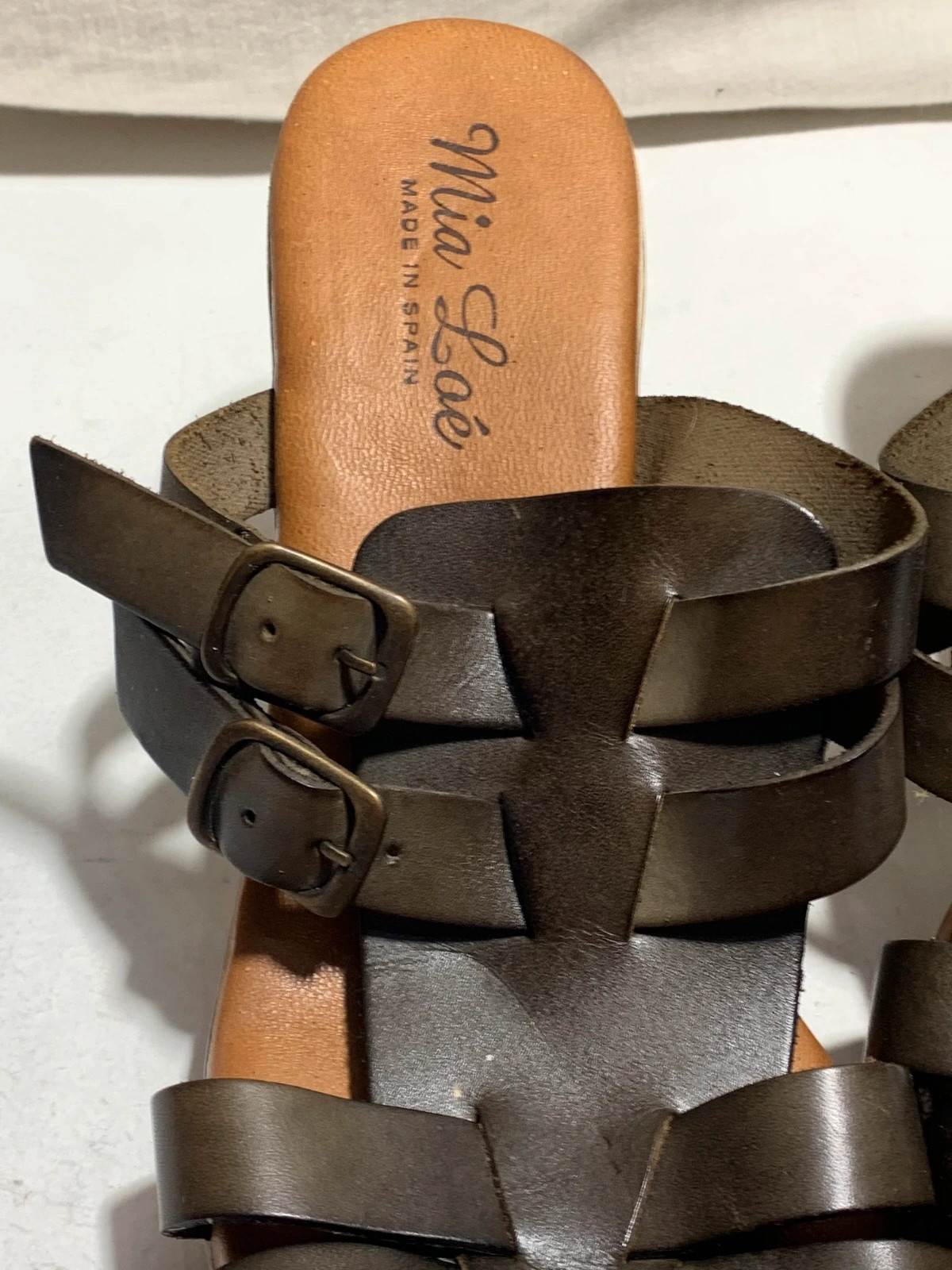 Sandalias de Tiras de Cuero Trenzado con Tacón | Braided Leather Strap Heeled Sandals – Mia Loé – taille 40 4