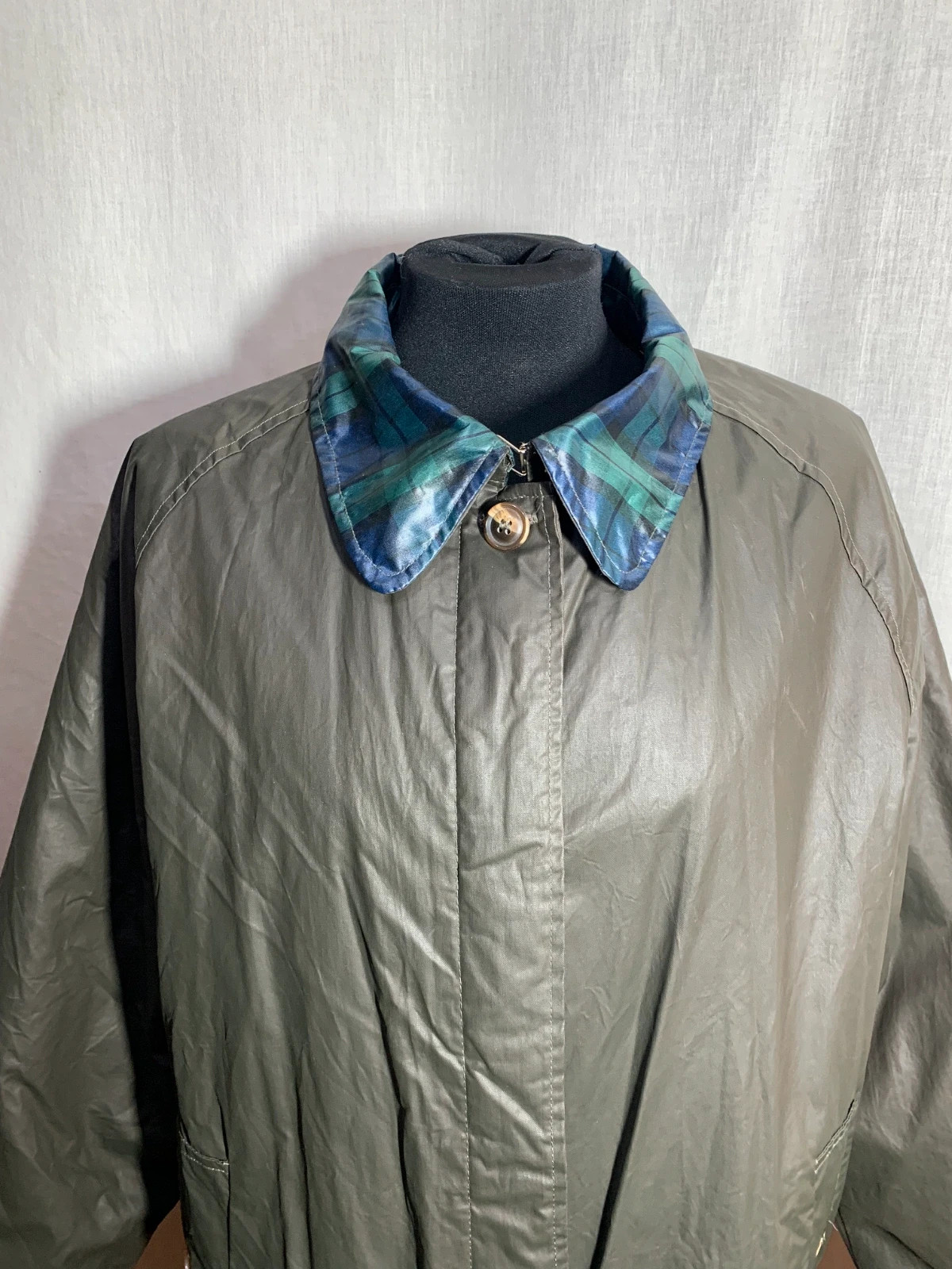 Abrigo Largo Estilo Barbour Verde Oscuro | Dark Green Long Barbour-Style Coat – Riverside – taille XXXL / 46 / 18 5