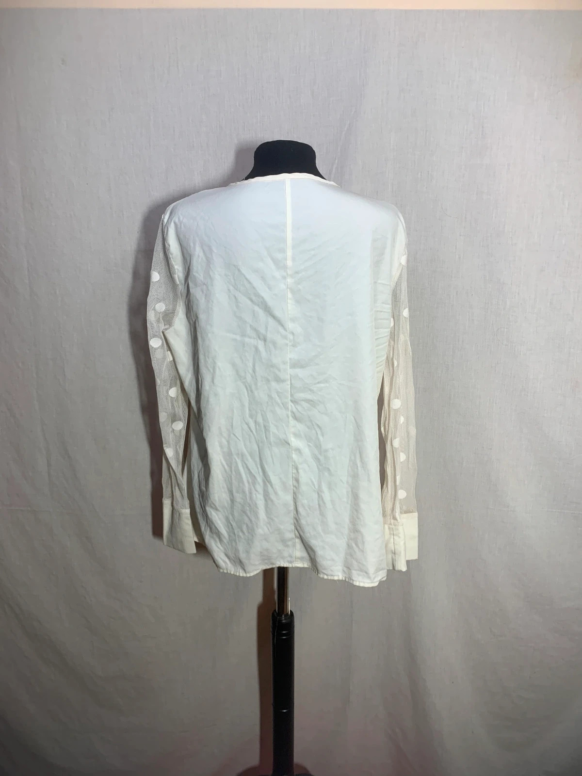 Blusa Blanca con Mangas Transparentes | White Blouse with Sheer Sleeves – taille XXL / 44 / 16 2