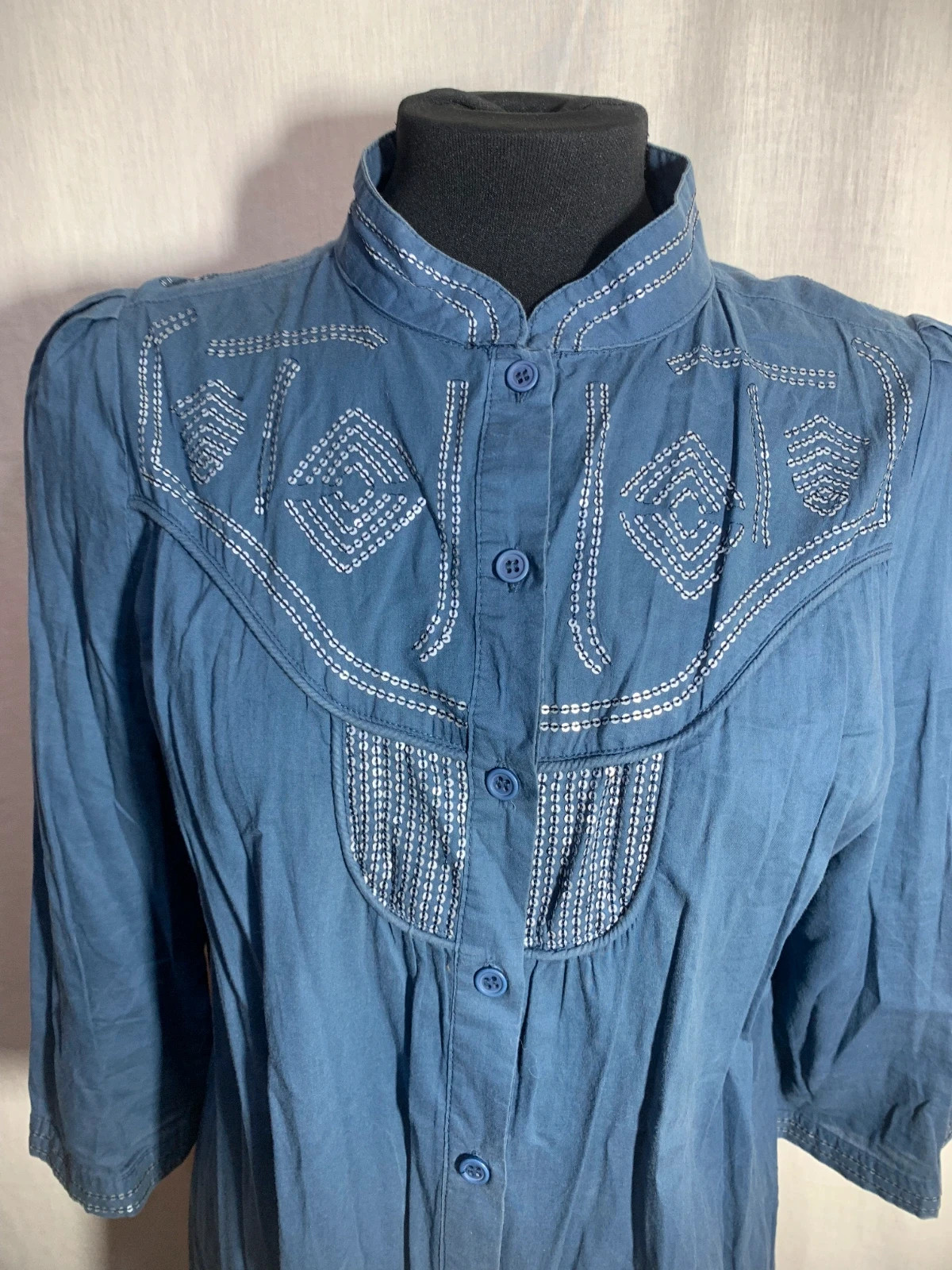 Blusa de Manga 3/4 Azul Marino | Navy 3/4 Sleeve Blouse – TALEYO – taille XL / 42 / 14 4