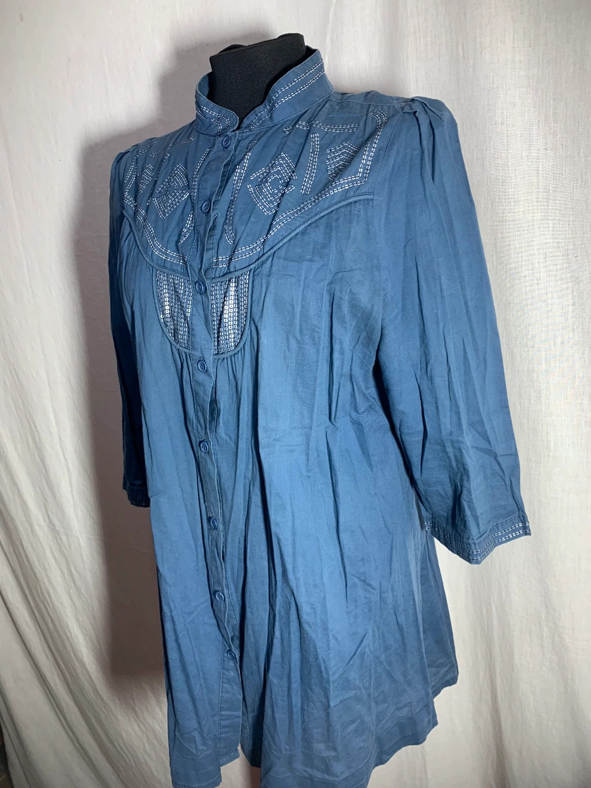 Blusa de Manga 3/4 Azul Marino | Navy 3/4 Sleeve Blouse – TALEYO – taille XL / 42 / 14 5