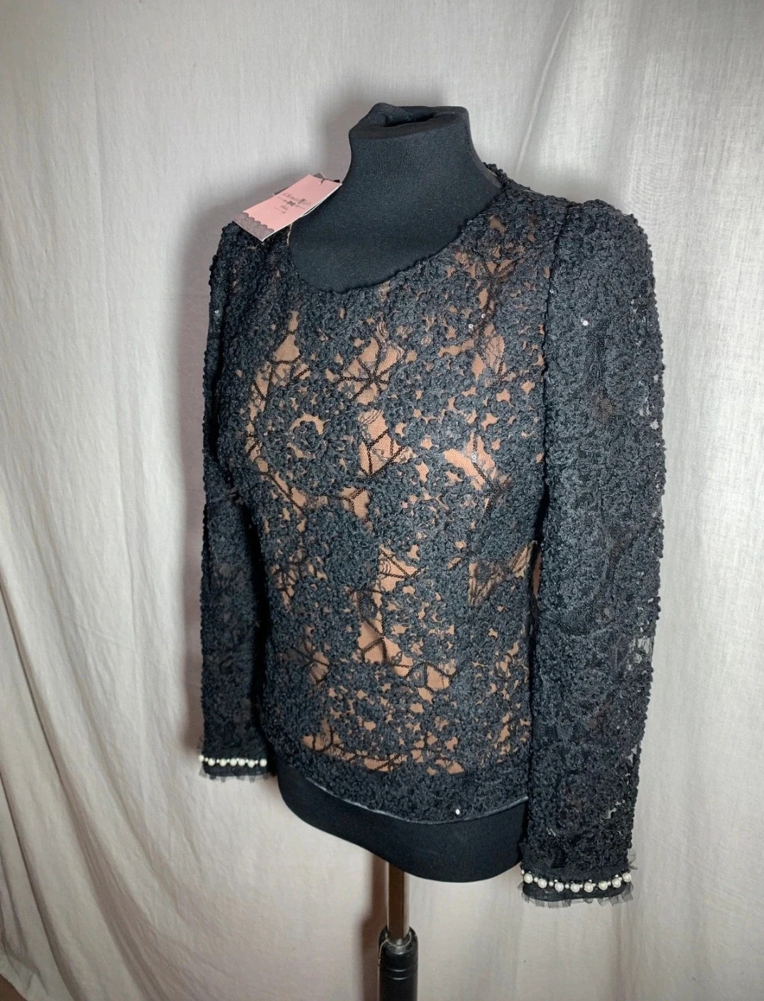 Blusa de Ceremonia Negra de Encaje Bordado | Black Embroidered Lace Ceremony Blouse – el Armario de Lulú – taille M / 38 / 10 4