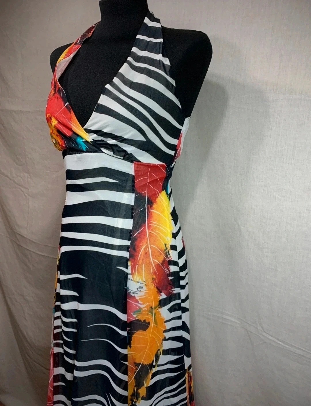 Vestido Largo Fiesta Estampado de Cebra y Floral | Long Party Dress Zebra and Floral Print – Savuka – taille S / 36 / 8 2