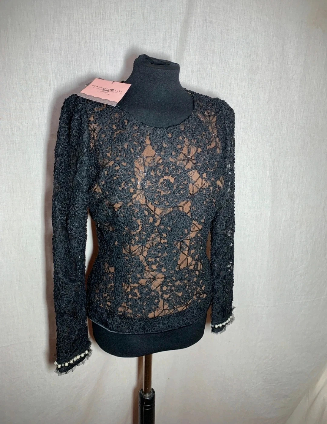 Blusa de Ceremonia Negra de Encaje Bordado | Black Embroidered Lace Ceremony Blouse – el Armario de Lulú – taille M / 38 / 10 3