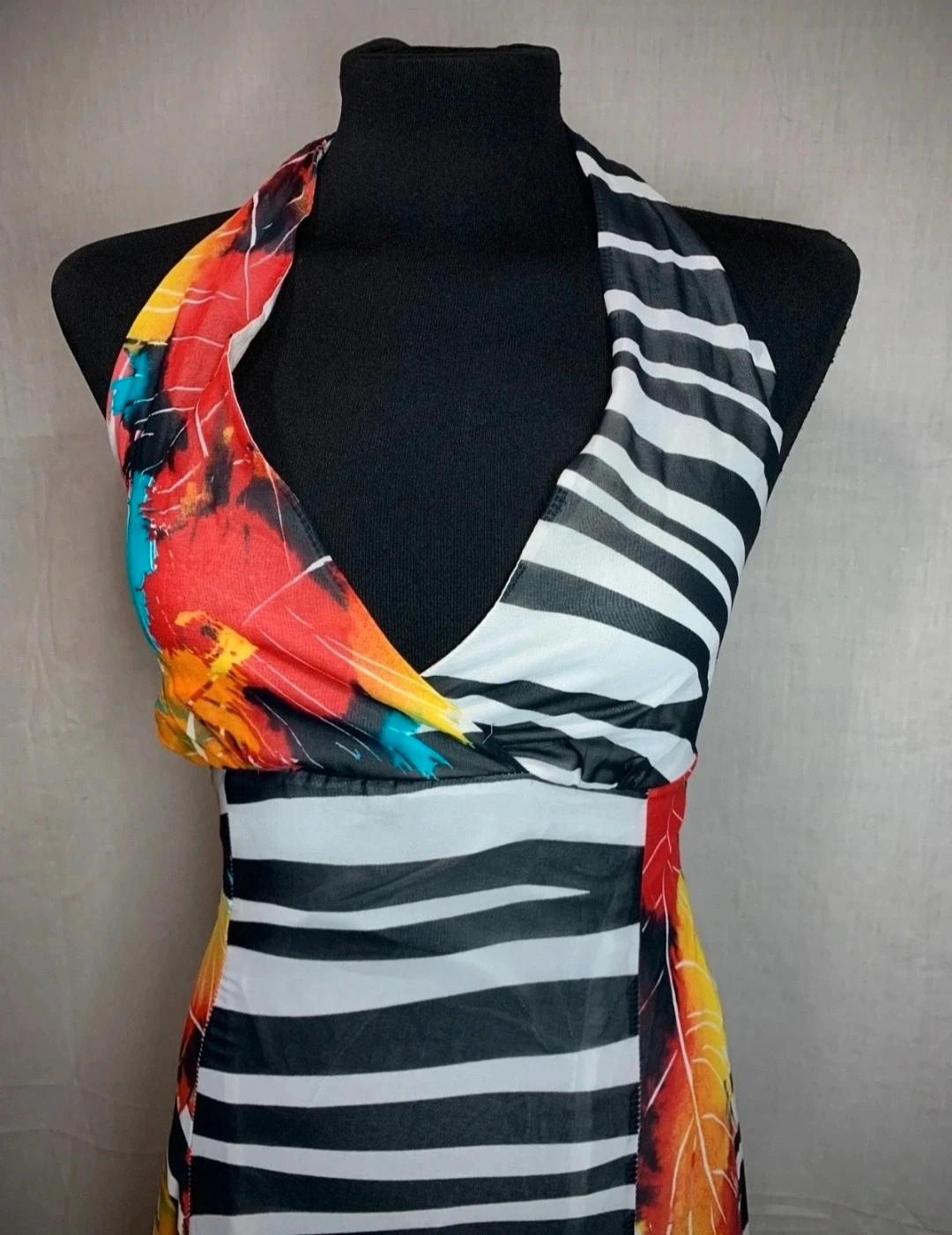Vestido Largo Fiesta Estampado de Cebra y Floral | Long Party Dress Zebra and Floral Print – Savuka – taille S / 36 / 8 5