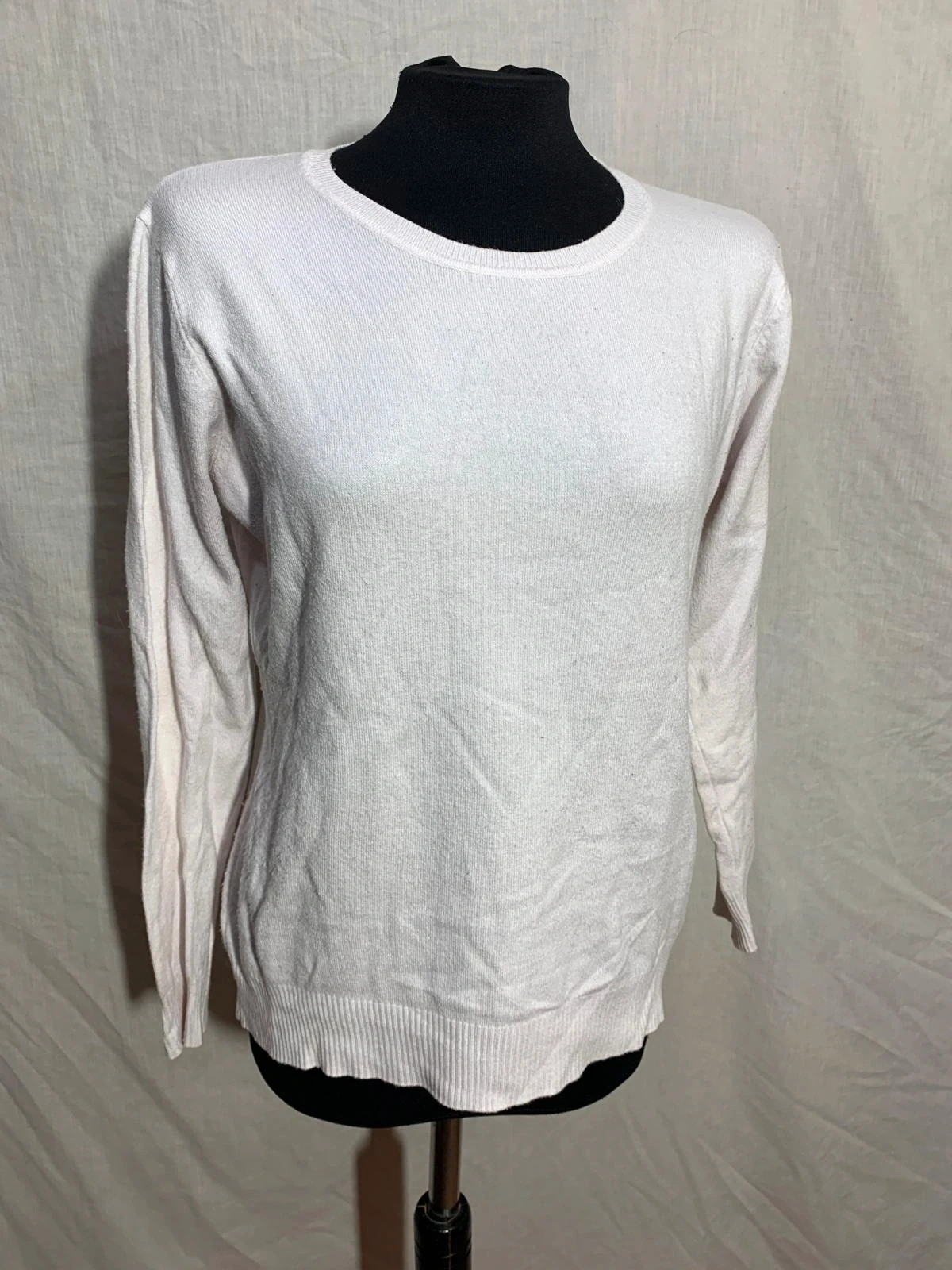 Jersey de punto fino blanco con cuello redondo | White fine knit crewneck sweater | Just be You – Just Be You – taille M / 38 / 10 4