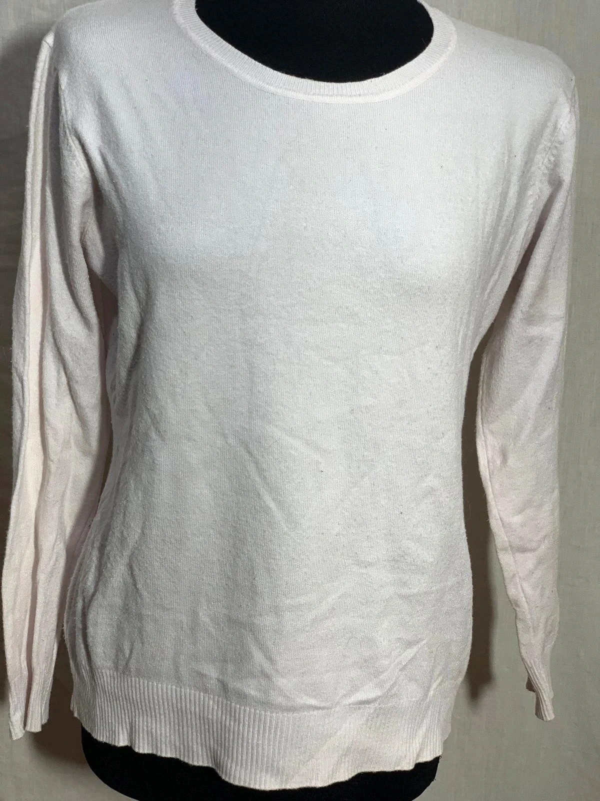 Jersey de punto fino blanco con cuello redondo | White fine knit crewneck sweater | Just be You – Just Be You – taille M / 38 / 10 3