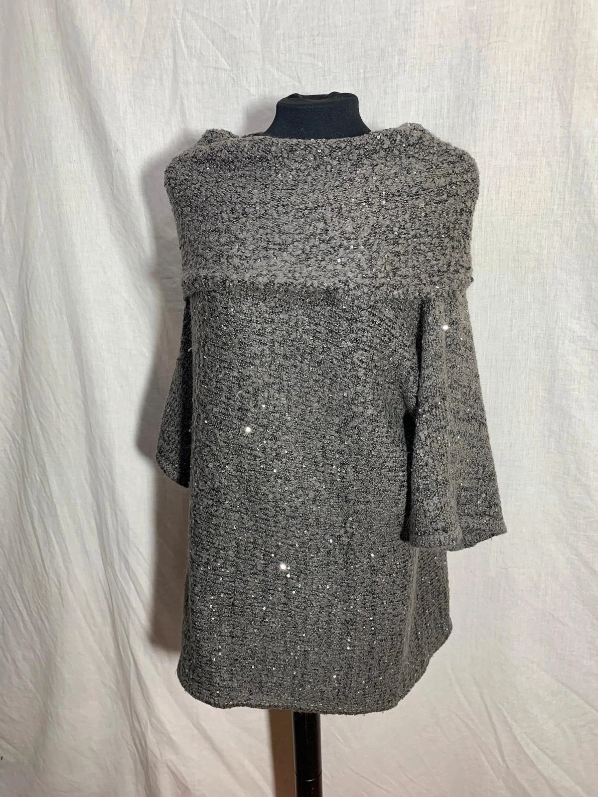 Jersey gris oversize cuello alto | Grey oversize cowl neck sweater | Toscane – Toscane – taille S / 36 / 8 3