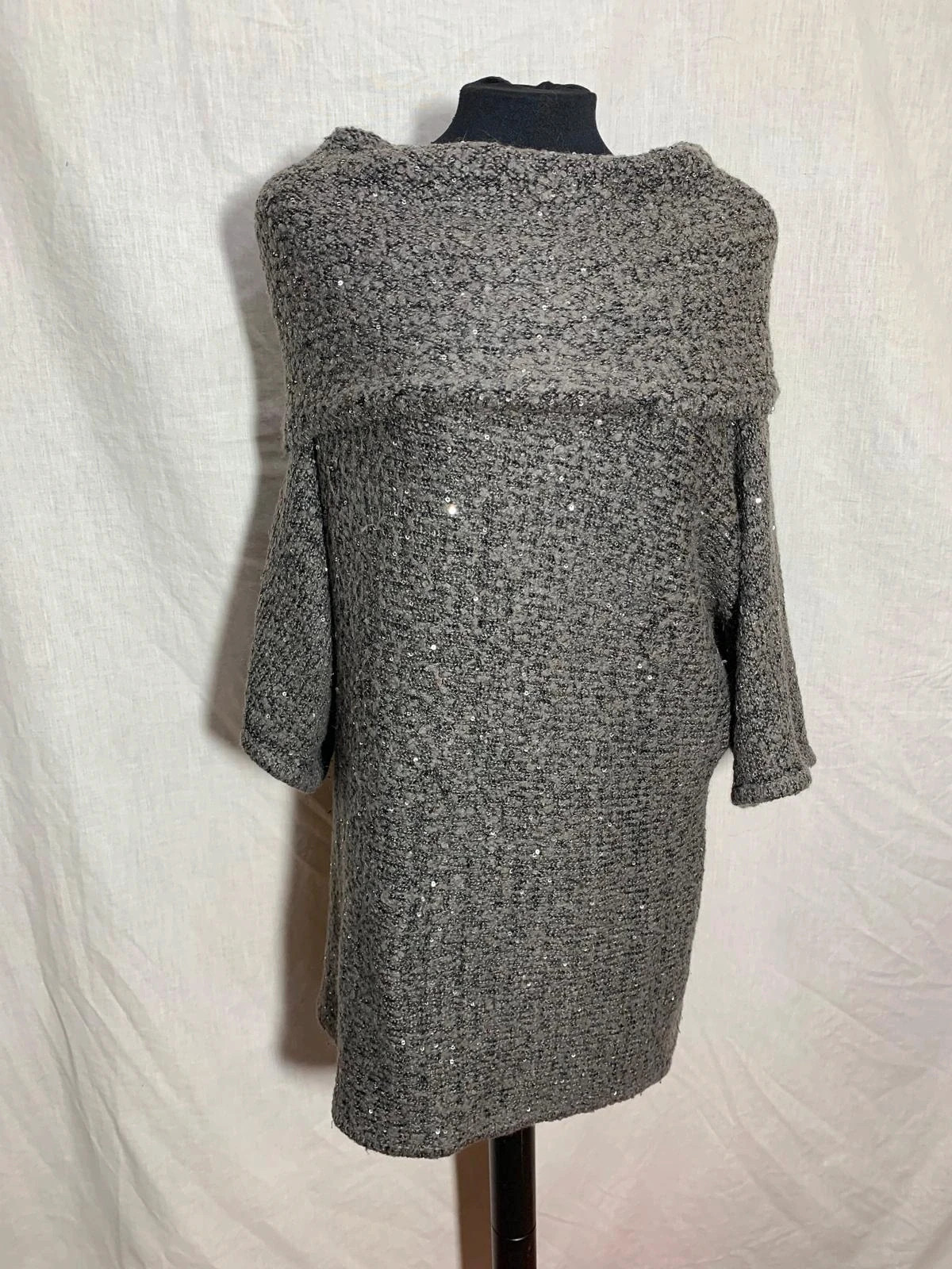 Jersey gris oversize cuello alto | Grey oversize cowl neck sweater | Toscane – Toscane – taille S / 36 / 8 4