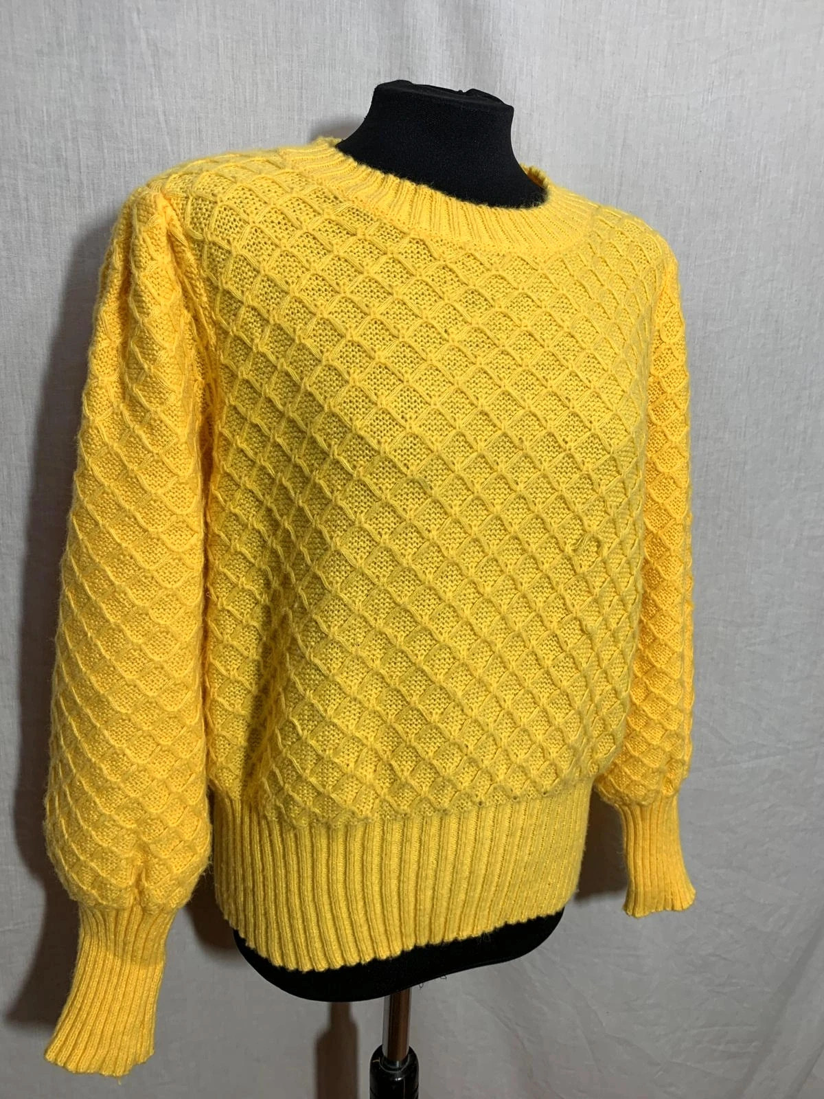 Jersey de punto amarillo con textura de rombos | Yellow diamond knit sweater | Shein – Shein – taille XL / 42 / 14 4