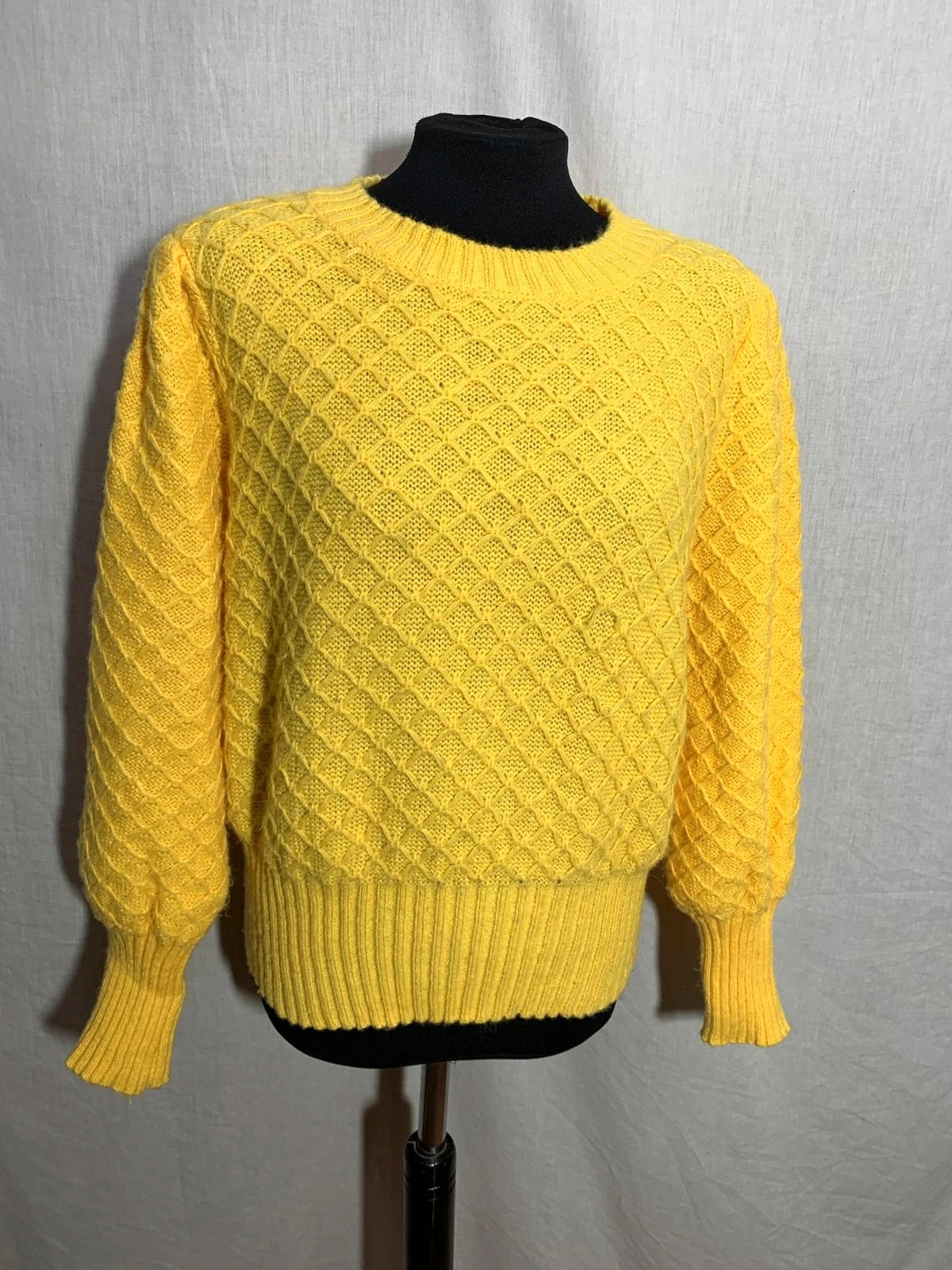 Jersey de punto amarillo con textura de rombos | Yellow diamond knit sweater | Shein – Shein – taille XL / 42 / 14 3