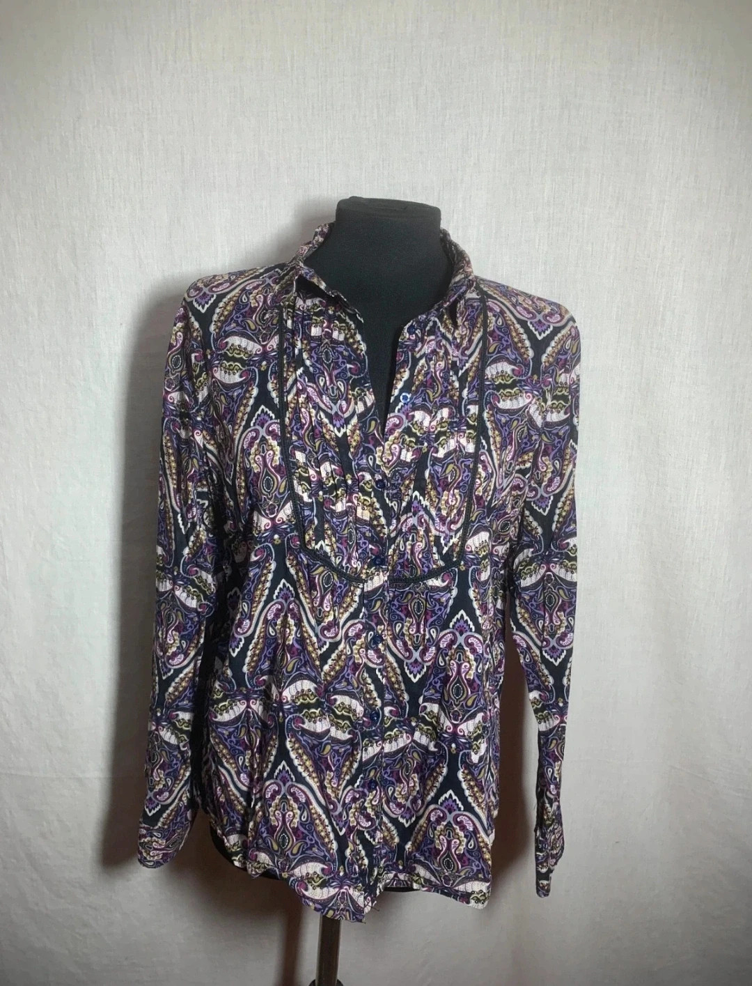 Blusa estampada morada y negra | Purple and Black Patterned Blouse – taille L / 40 / 12 2