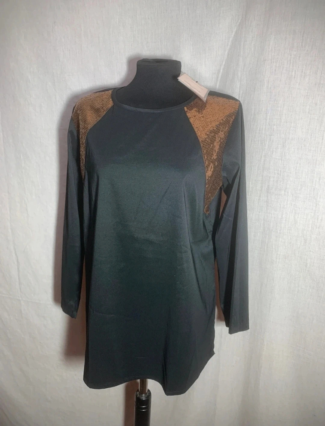 Blusa Negra con Lentejuelas Cobre | Black Blouse with Copper Sequins – el Armario de Lulú – taille XL / 42 / 14 4