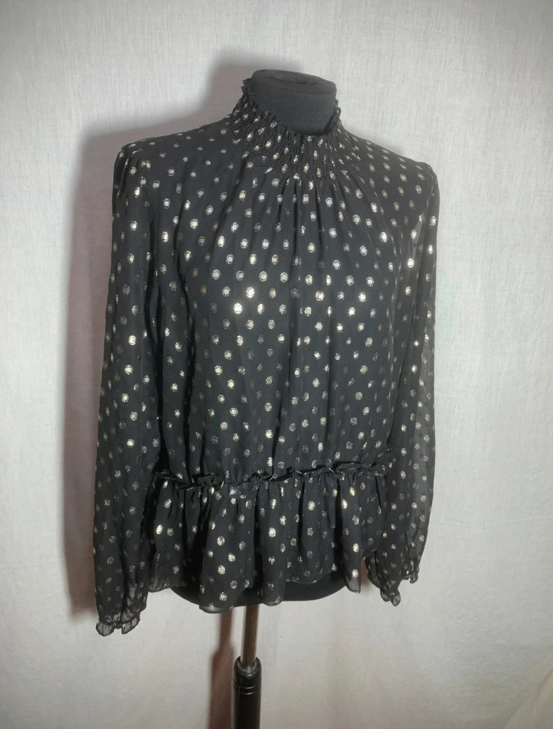 Blusa negra con lunares dorados | Black Blouse with Golden Polka Dots – Pimkie – taille XL / 42 / 14 2