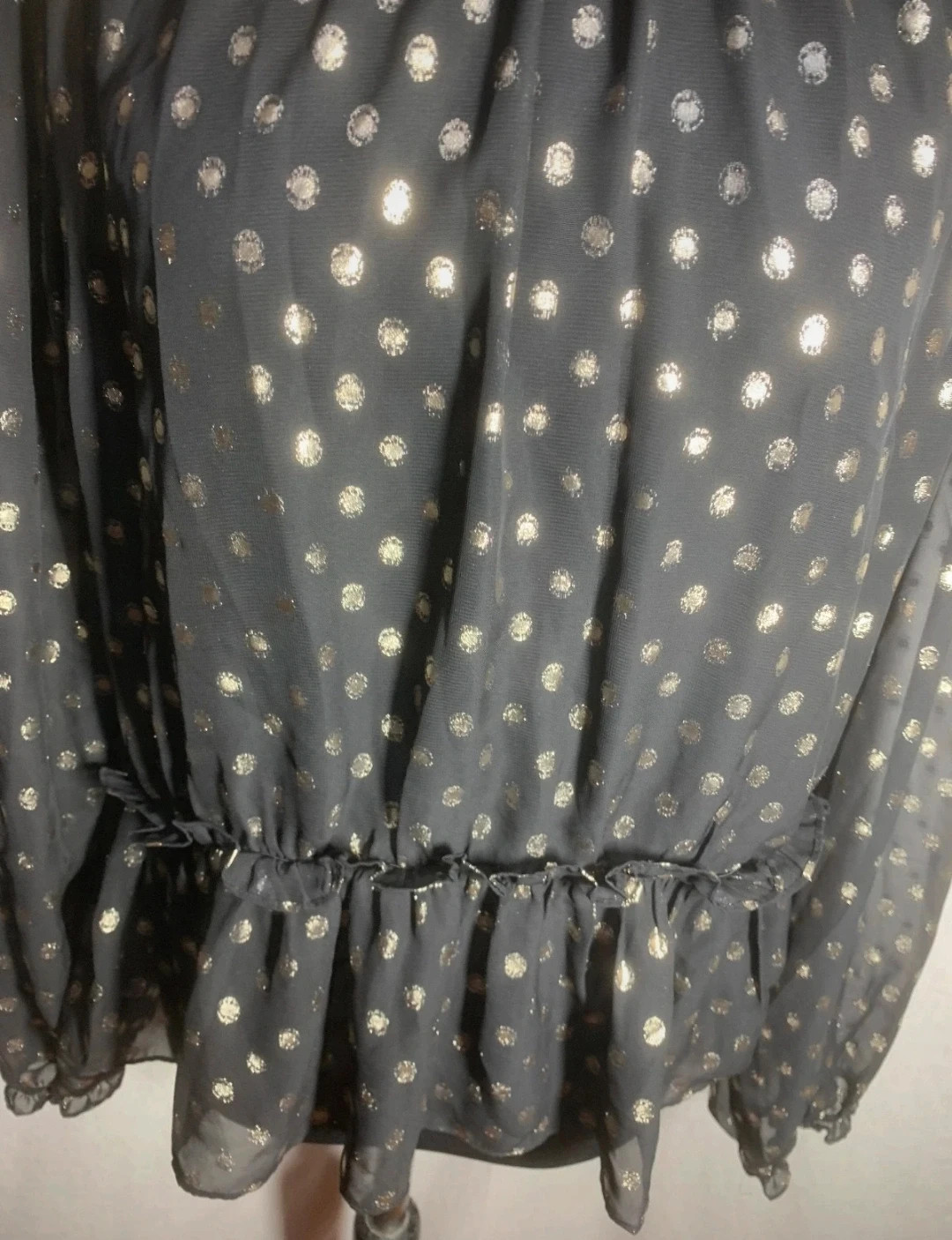 Blusa negra con lunares dorados | Black Blouse with Golden Polka Dots – Pimkie – taille XL / 42 / 14 5